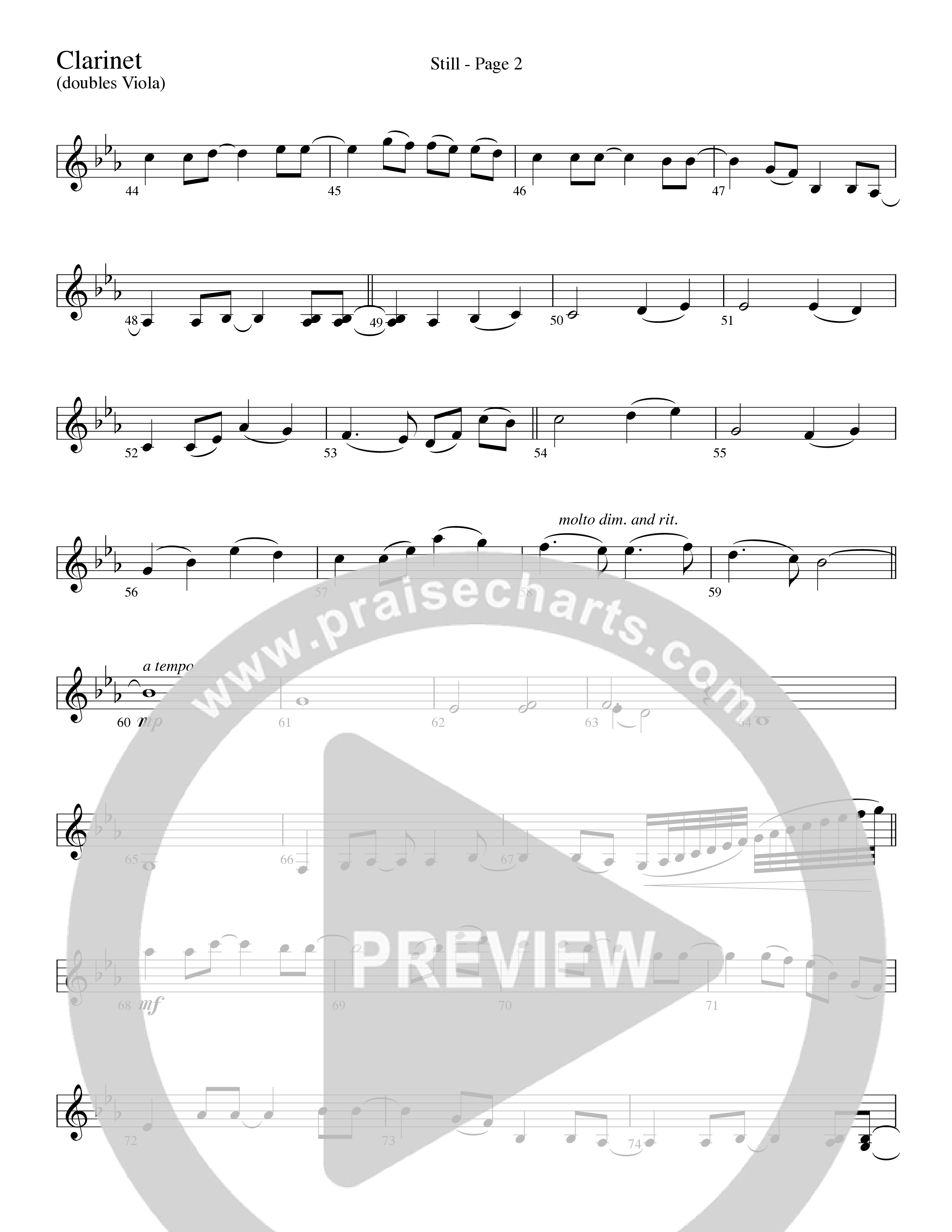 Still (Choral Anthem SATB) Clarinet 3 (Word Music Choral / Arr. David Clydesdale)