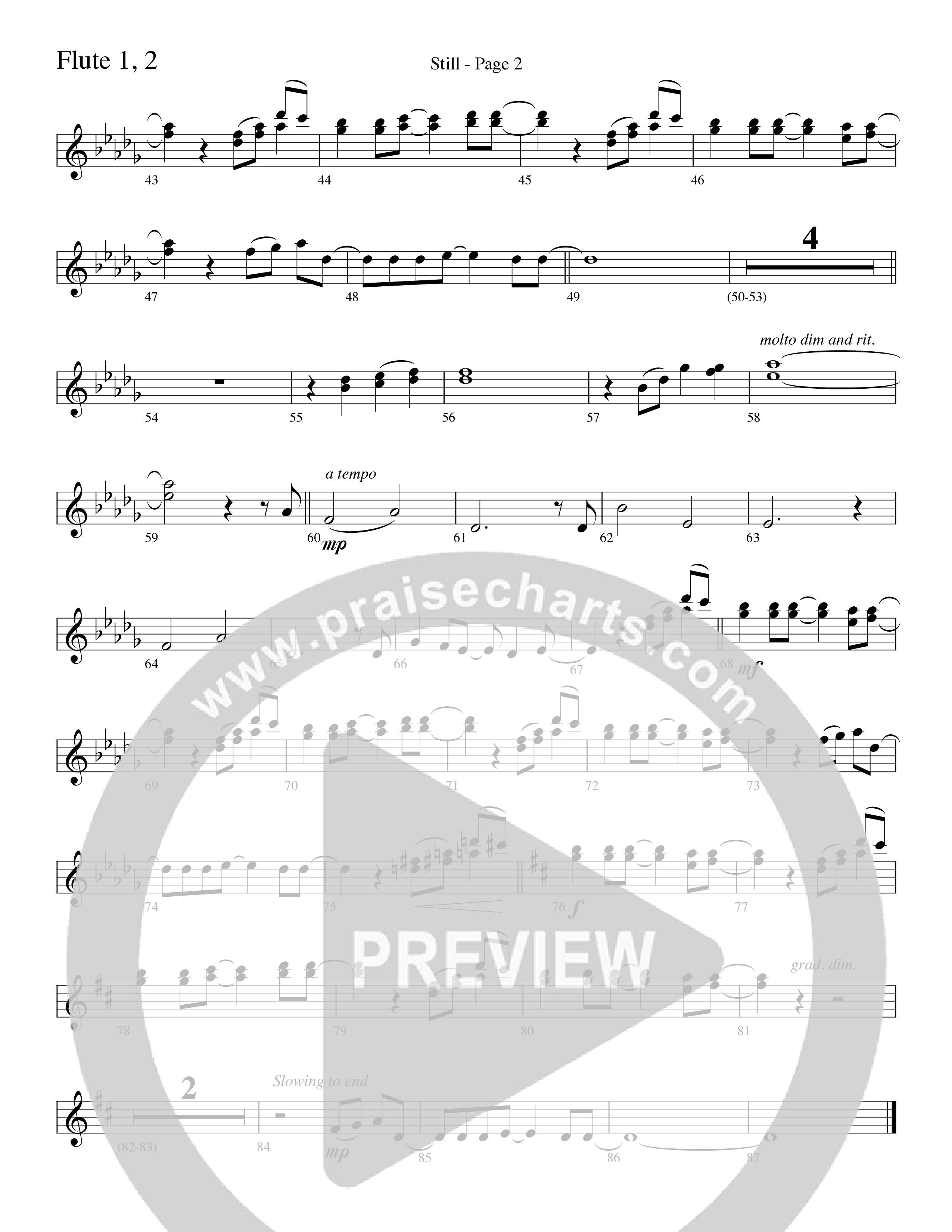 Still (Choral Anthem SATB) Flute 1/2 (Word Music Choral / Arr. David Clydesdale)