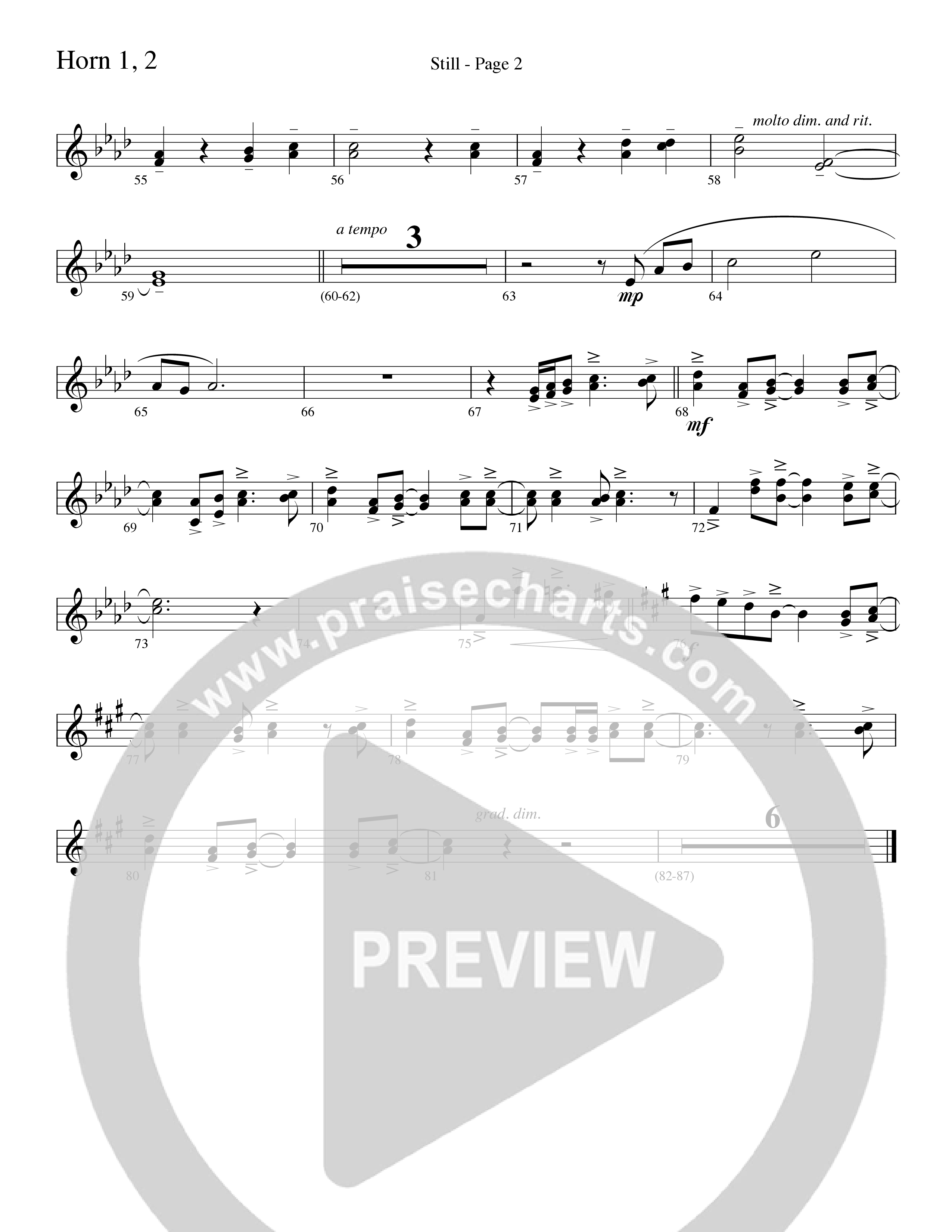 Still (Choral Anthem SATB) French Horn 1/2 (Word Music Choral / Arr. David Clydesdale)