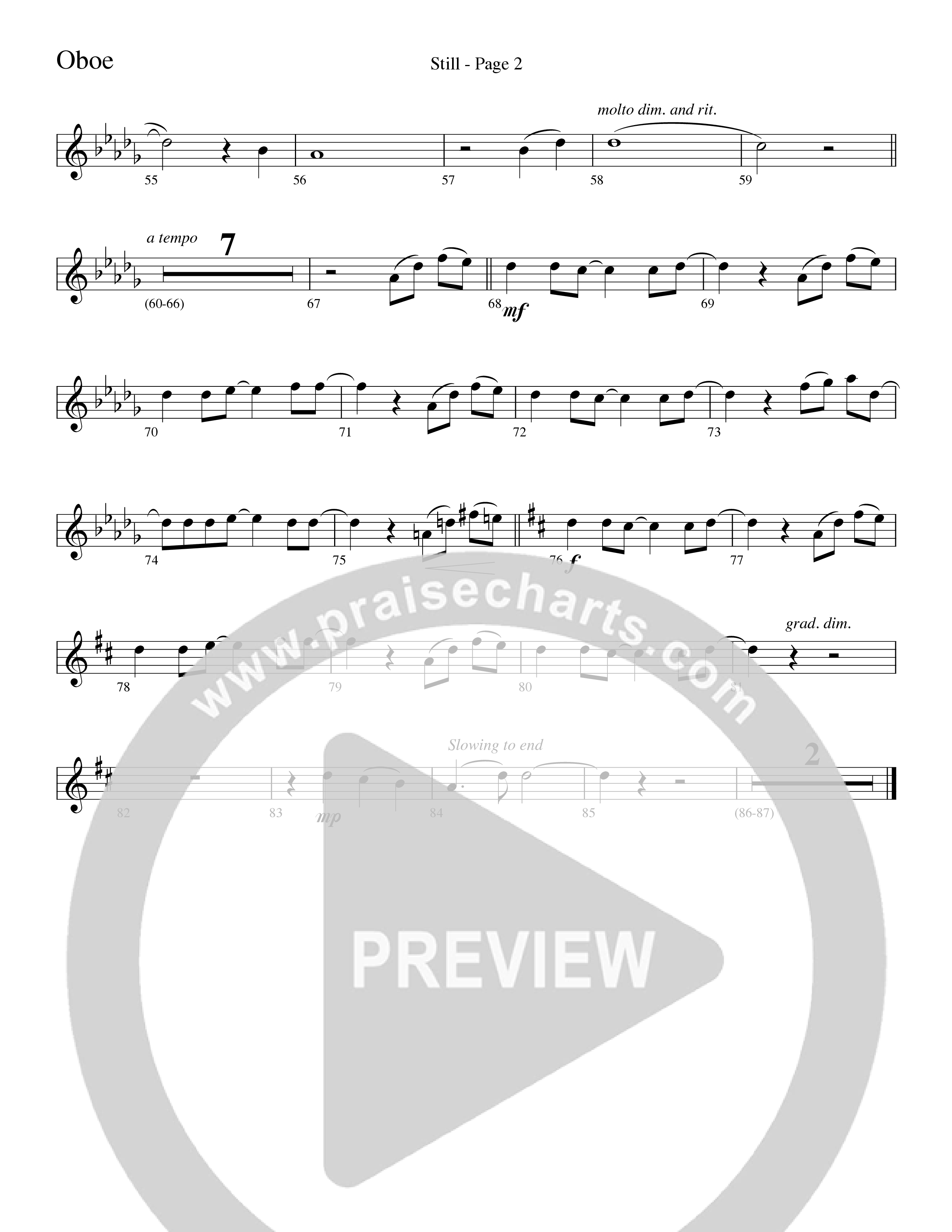 Still (Choral Anthem SATB) Oboe (Word Music Choral / Arr. David Clydesdale)