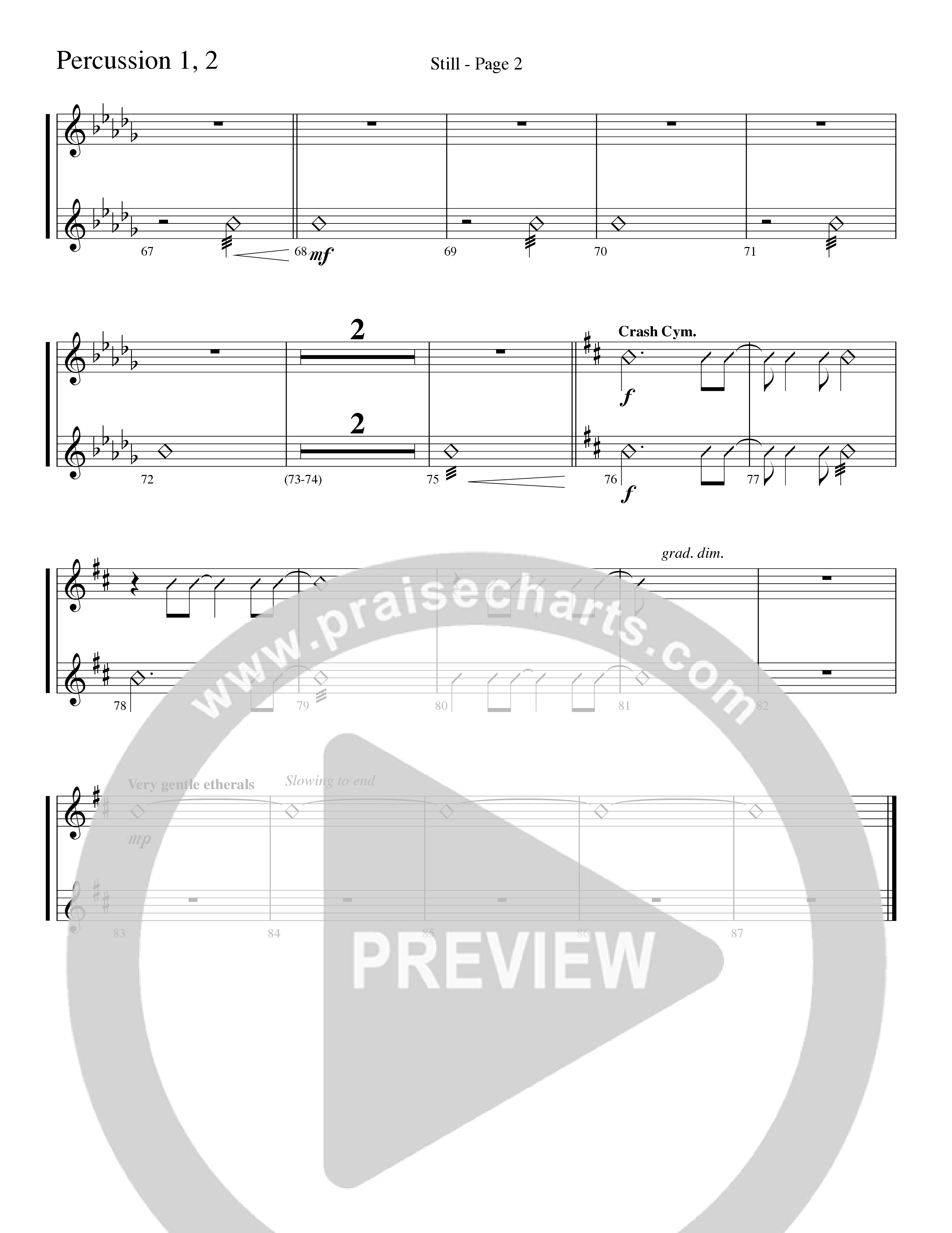 Still (Choral Anthem SATB) Percussion (Word Music Choral / Arr. David Clydesdale)