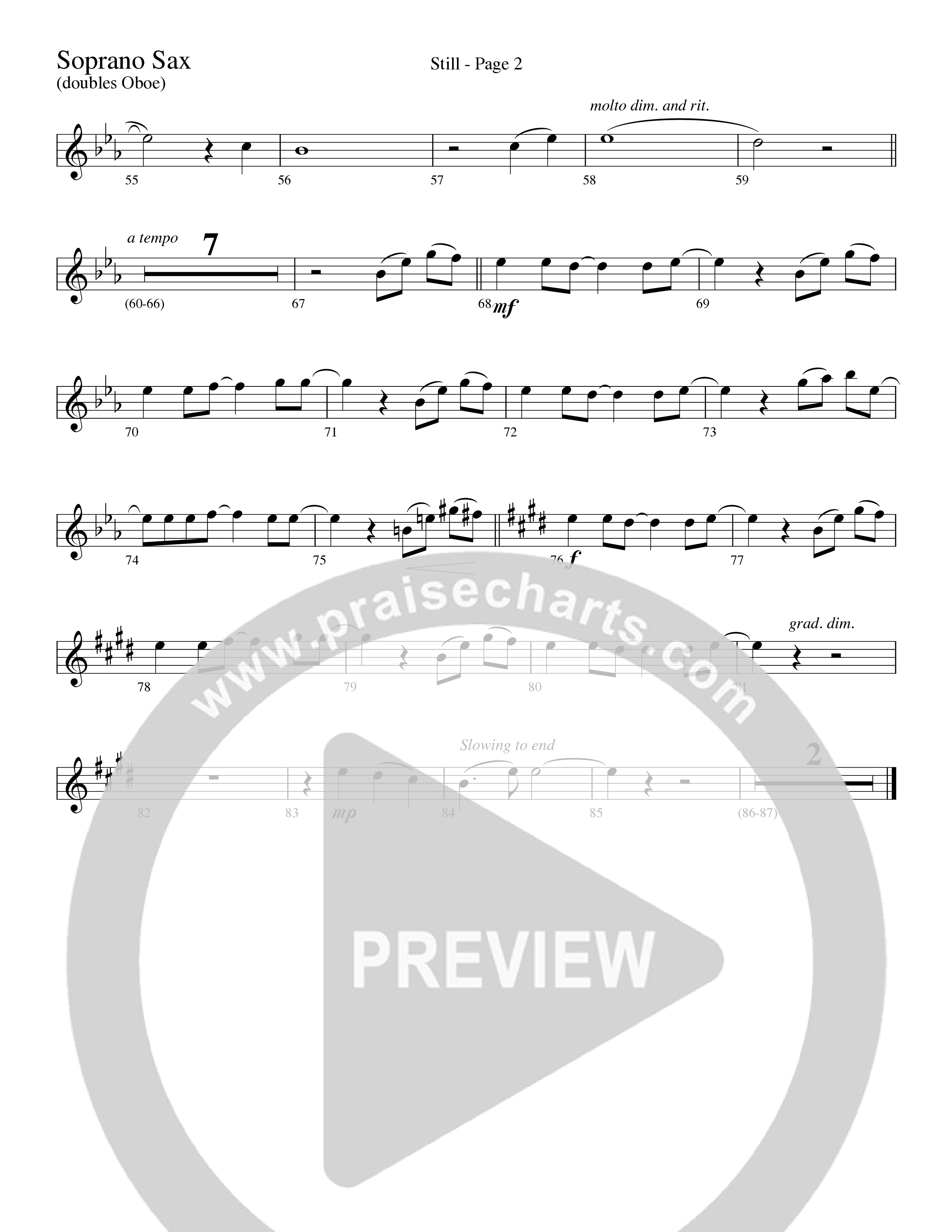 Still (Choral Anthem SATB) Soprano Sax (Word Music Choral / Arr. David Clydesdale)