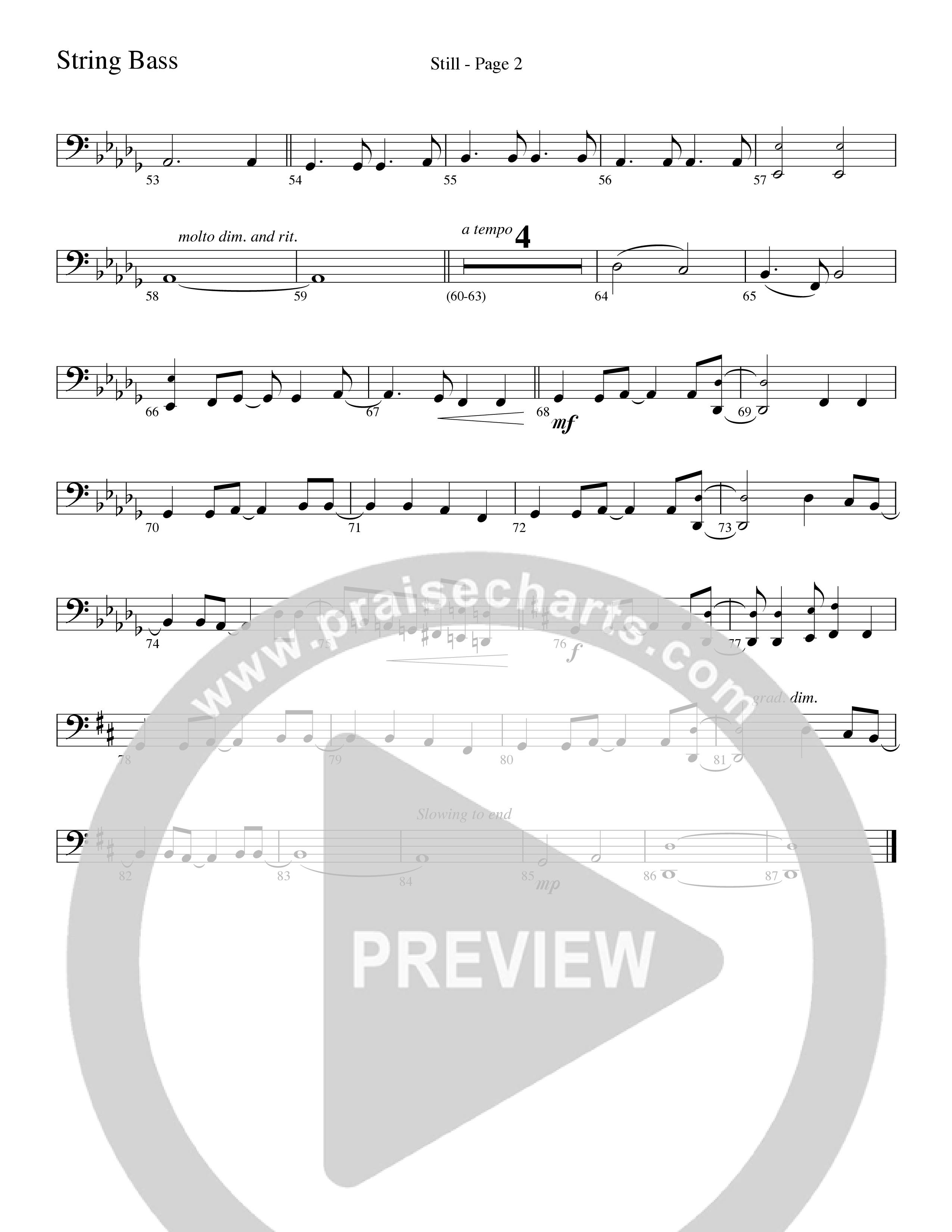 Still (Choral Anthem SATB) String Bass (Word Music Choral / Arr. David Clydesdale)