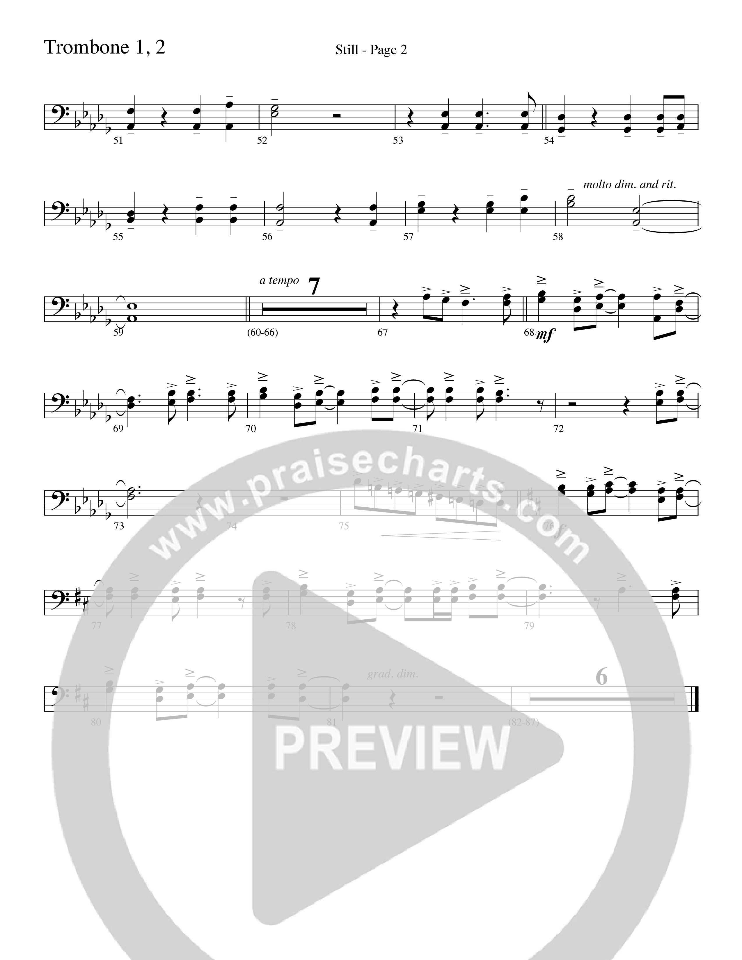 Still (Choral Anthem SATB) Trombone 1/2 (Word Music Choral / Arr. David Clydesdale)