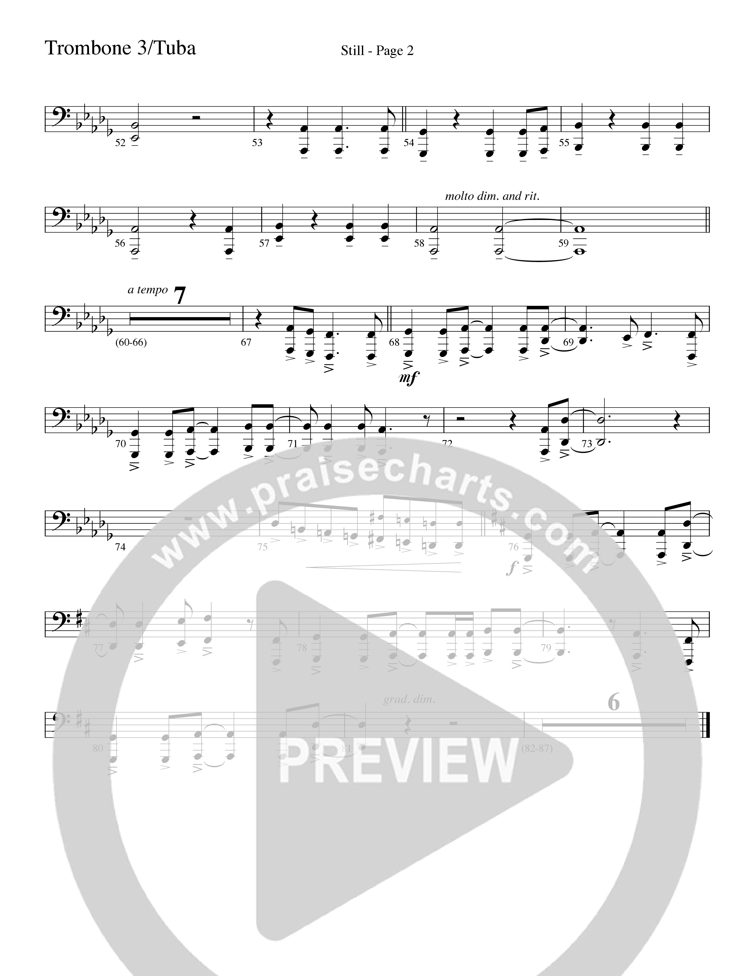 Still (Choral Anthem SATB) Trombone 3/Tuba (Word Music Choral / Arr. David Clydesdale)