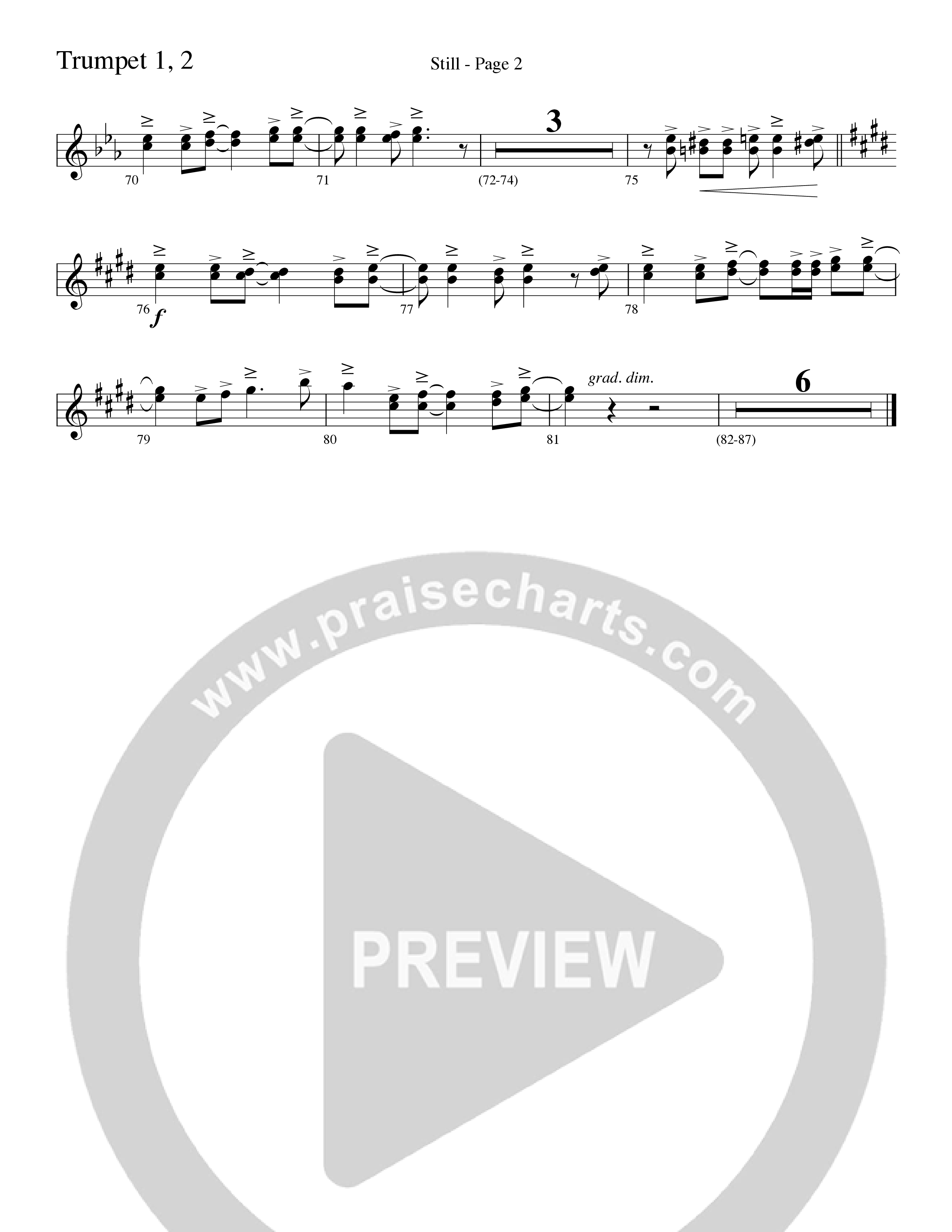 Still (Choral Anthem SATB) Trumpet 1,2 (Word Music Choral / Arr. David Clydesdale)