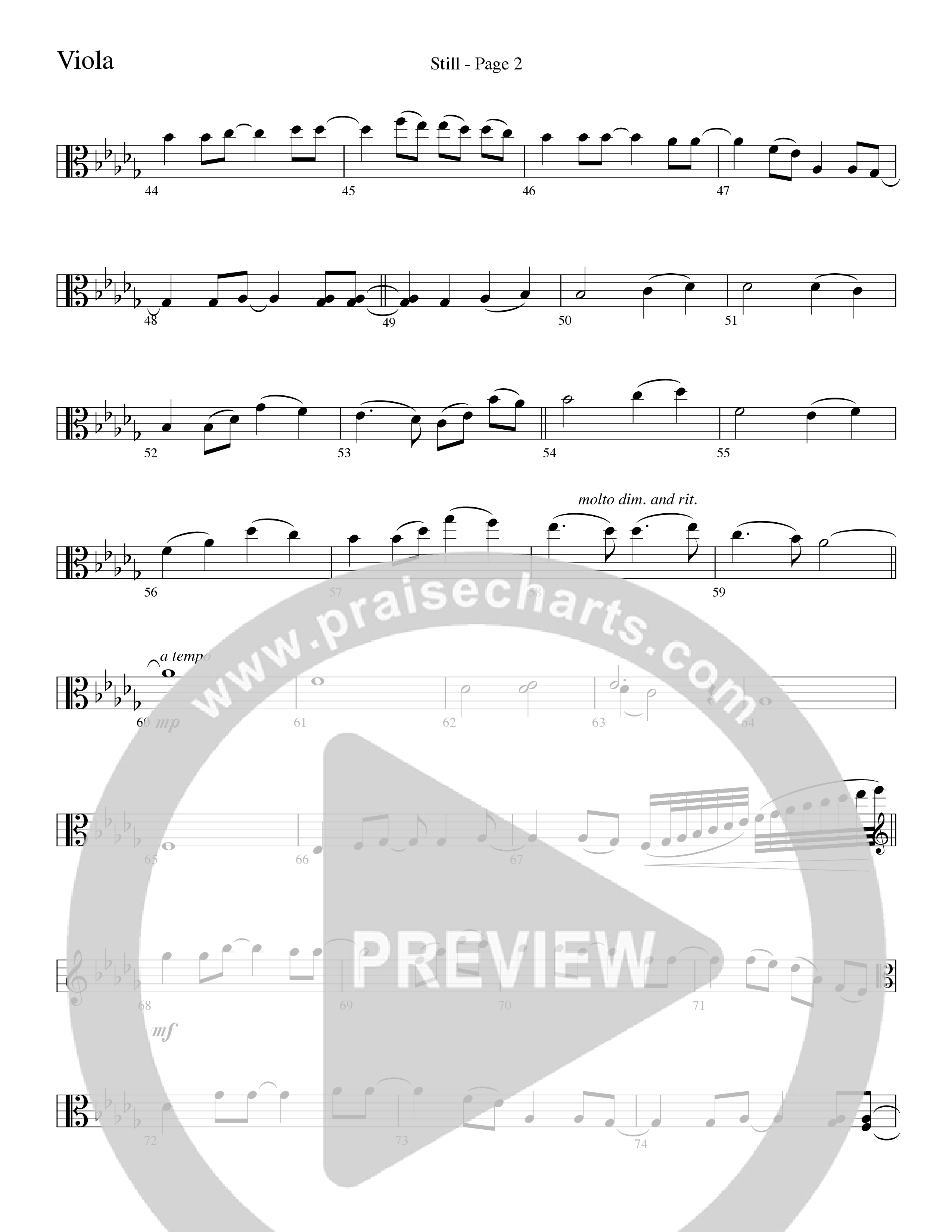 Still (Choral Anthem SATB) Viola (Word Music Choral / Arr. David Clydesdale)