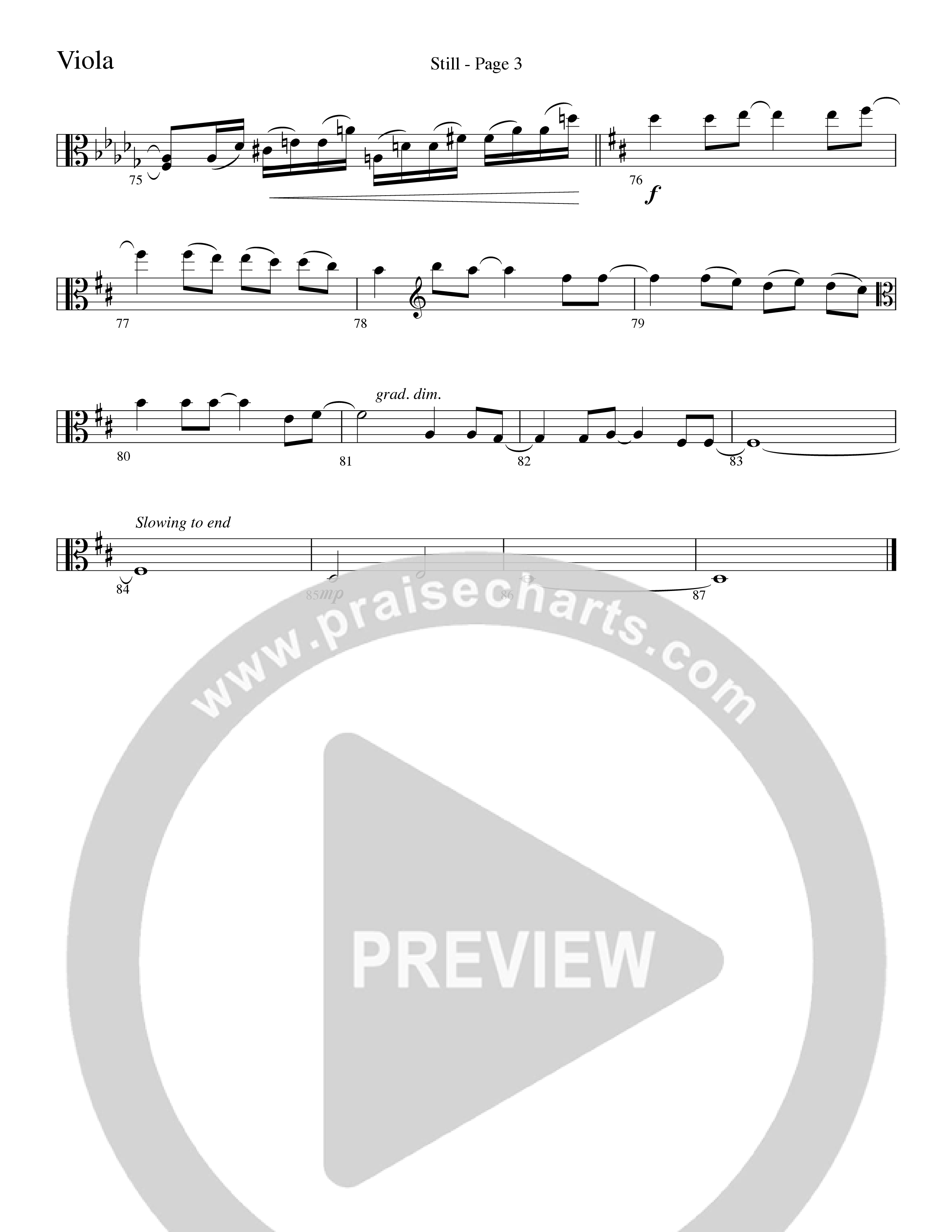 Still (Choral Anthem SATB) Viola (Word Music Choral / Arr. David Clydesdale)