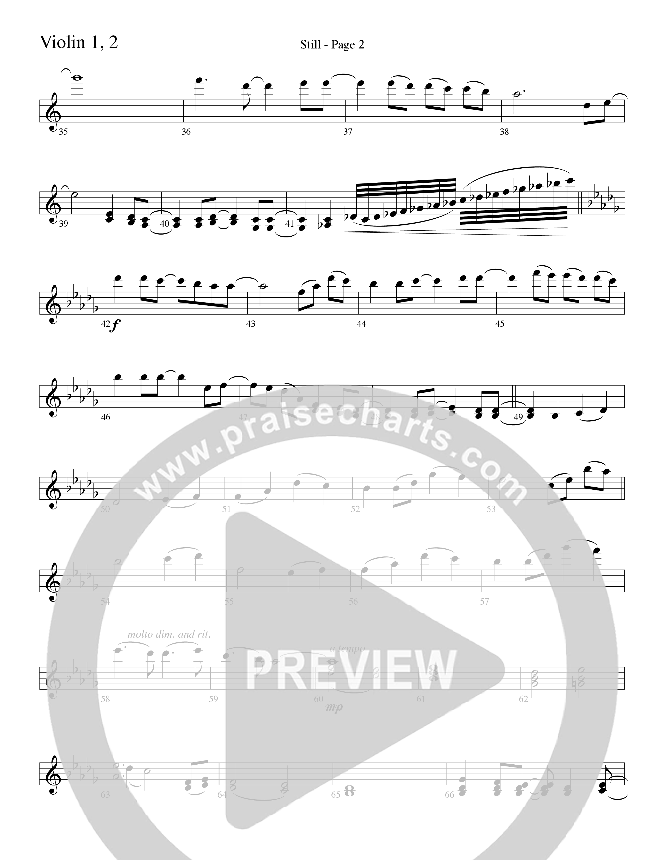 Still (Choral Anthem SATB) Violin 1/2 (Word Music Choral / Arr. David Clydesdale)