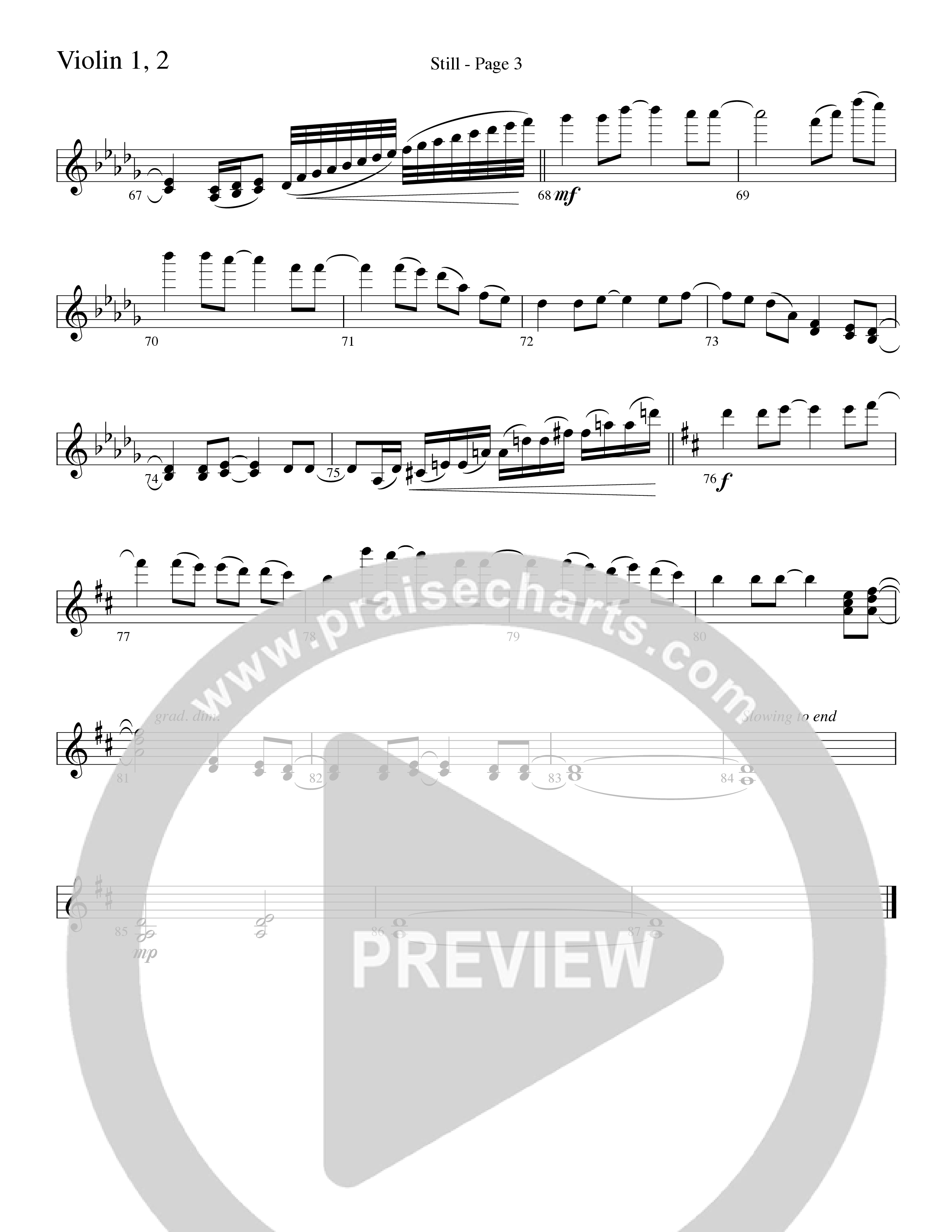 Still (Choral Anthem SATB) Violin 1/2 (Word Music Choral / Arr. David Clydesdale)
