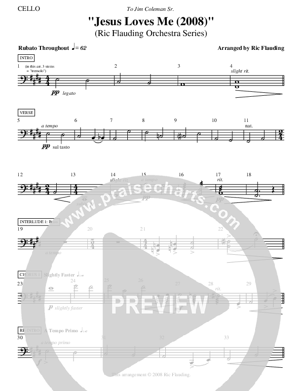 Jesus Loves Me (Instrumental) Cello (Ric Flauding)