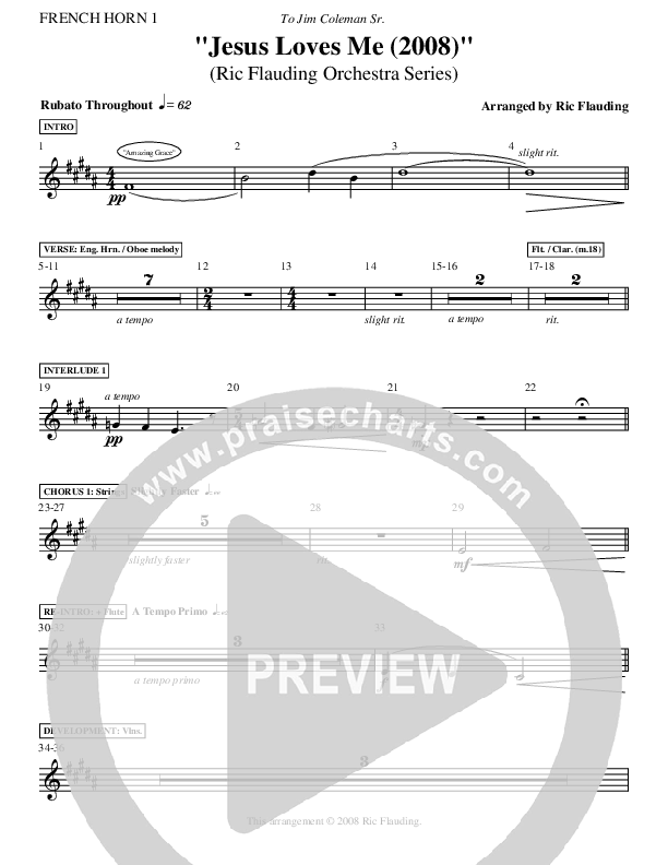 Jesus Loves Me (Instrumental) French Horn 1 (Ric Flauding)