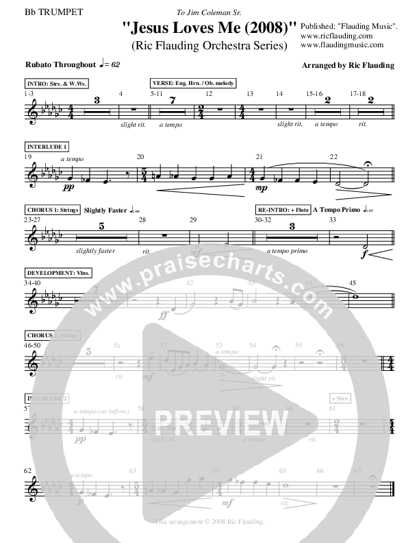 Jesus Loves Me (Instrumental) Trumpet (Ric Flauding)