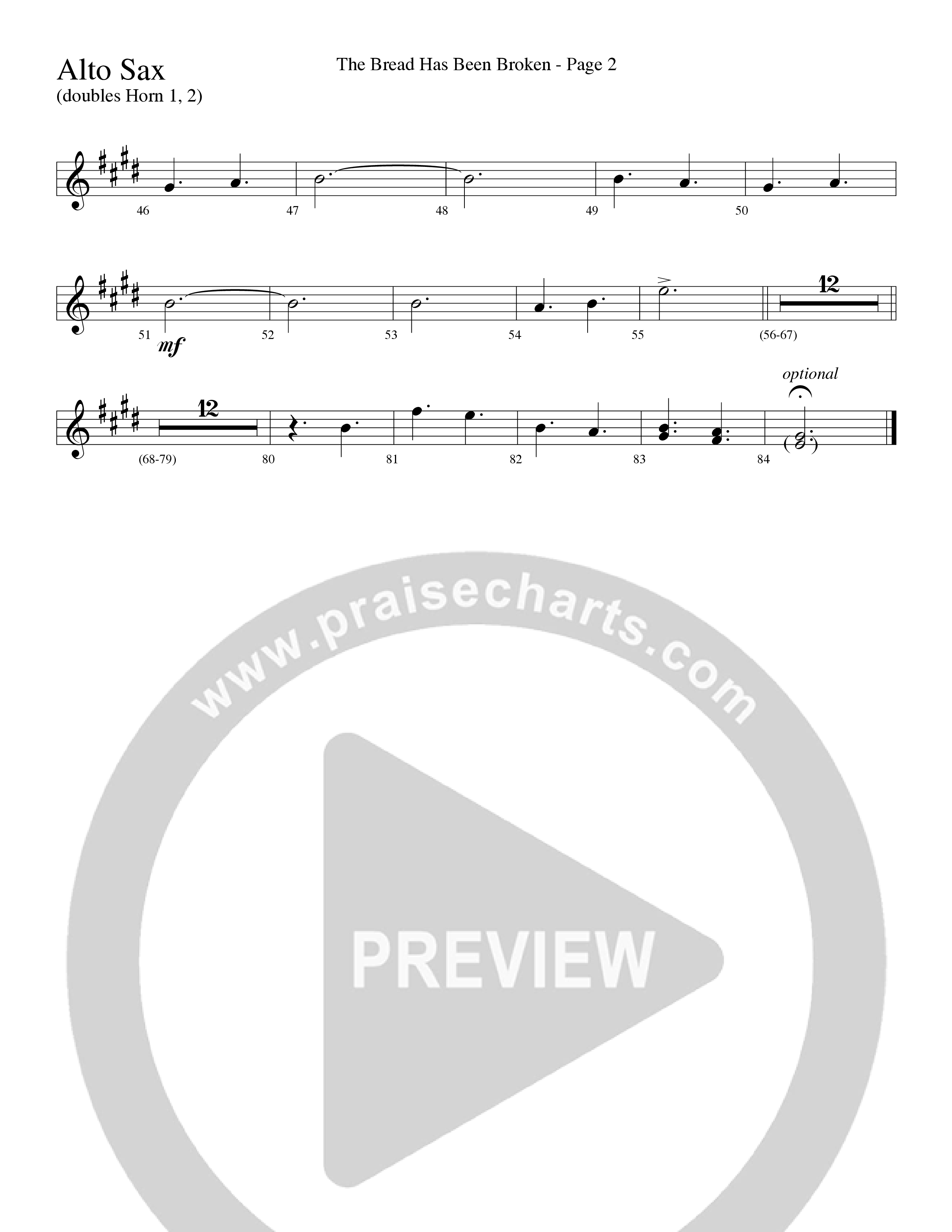 The Bread Has Been Broken (Choral Anthem SATB) Alto Sax (Robert Sterling / Word Music Choral)
