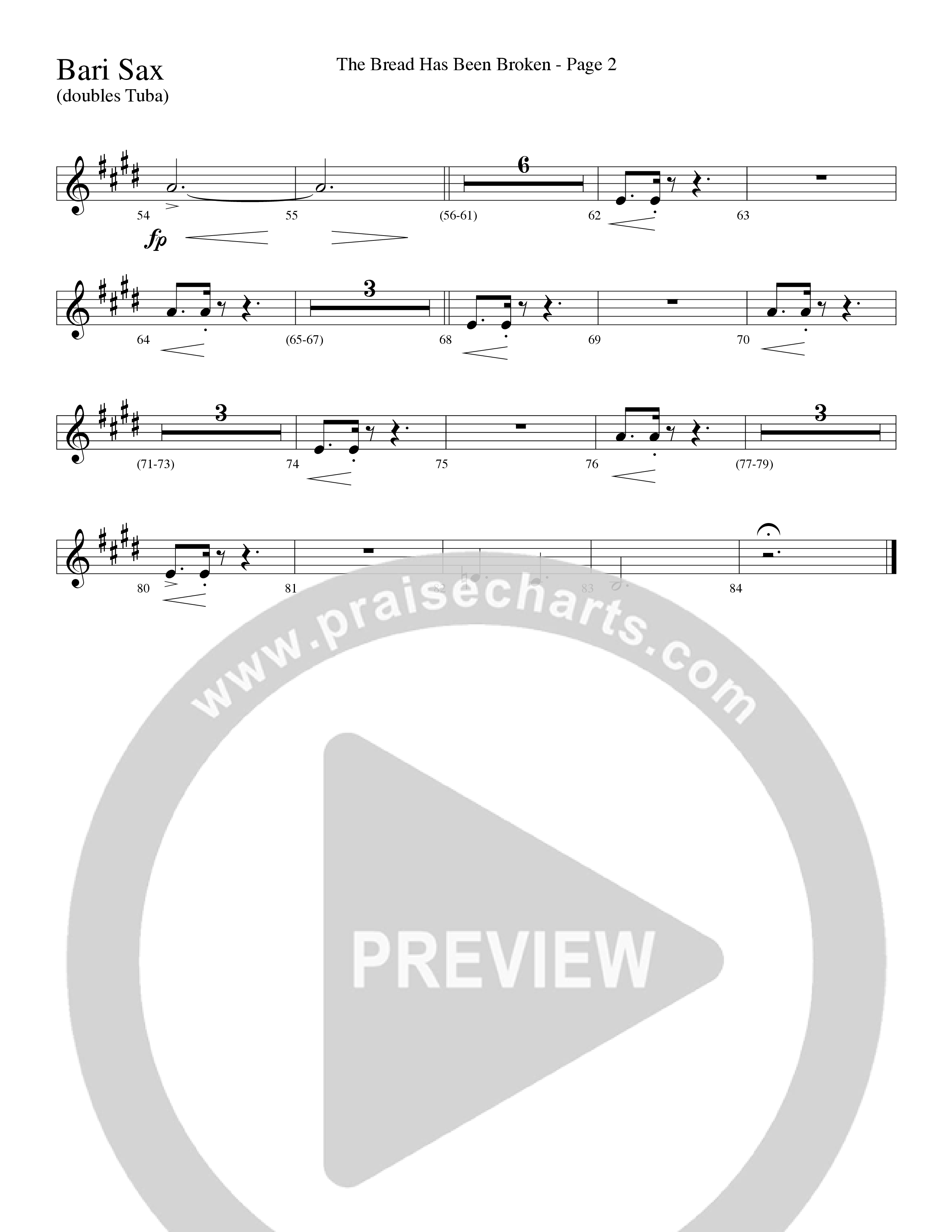 The Bread Has Been Broken (Choral Anthem SATB) Bari Sax (Robert Sterling / Word Music Choral)