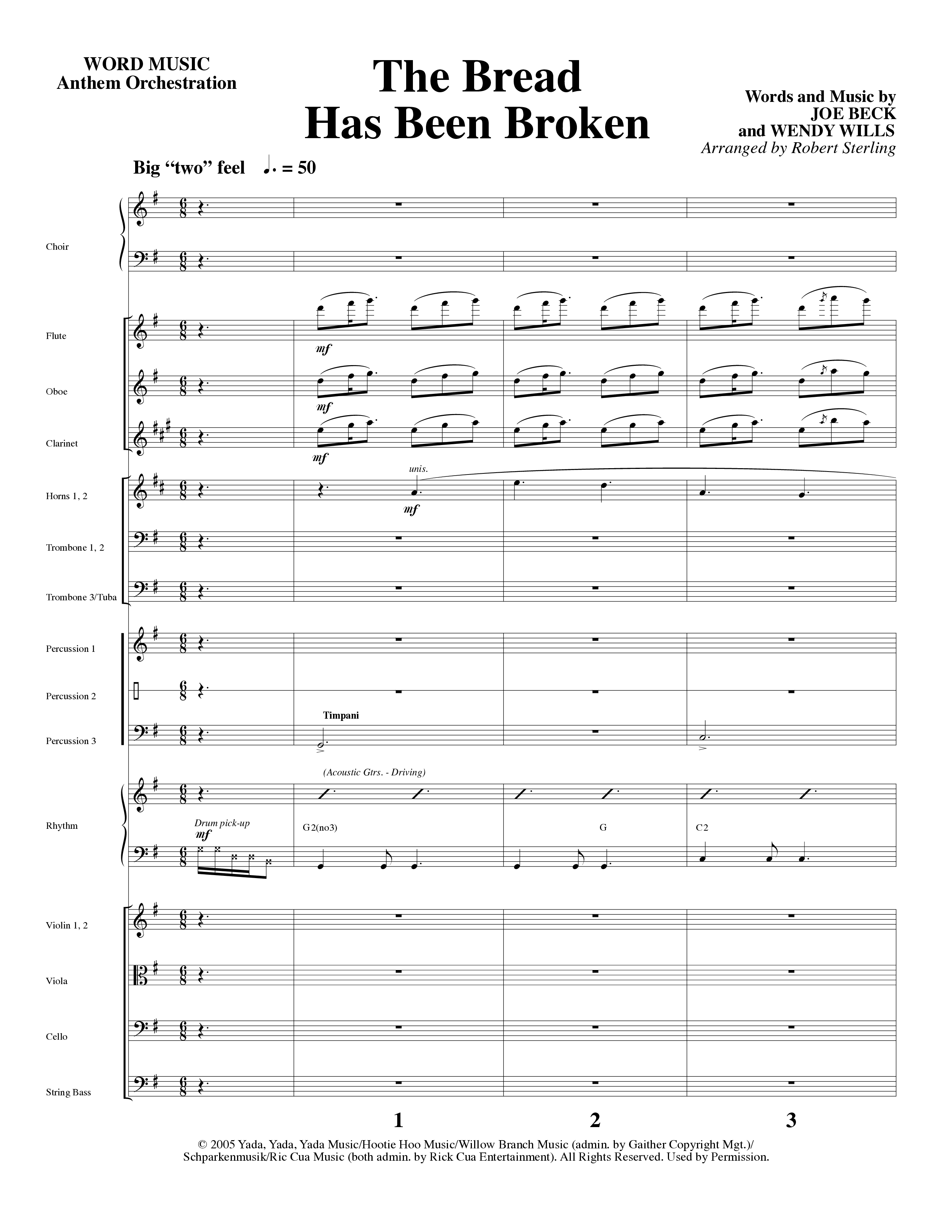 The Bread Has Been Broken (Choral Anthem SATB) Orchestration (Robert Sterling / Word Music Choral)
