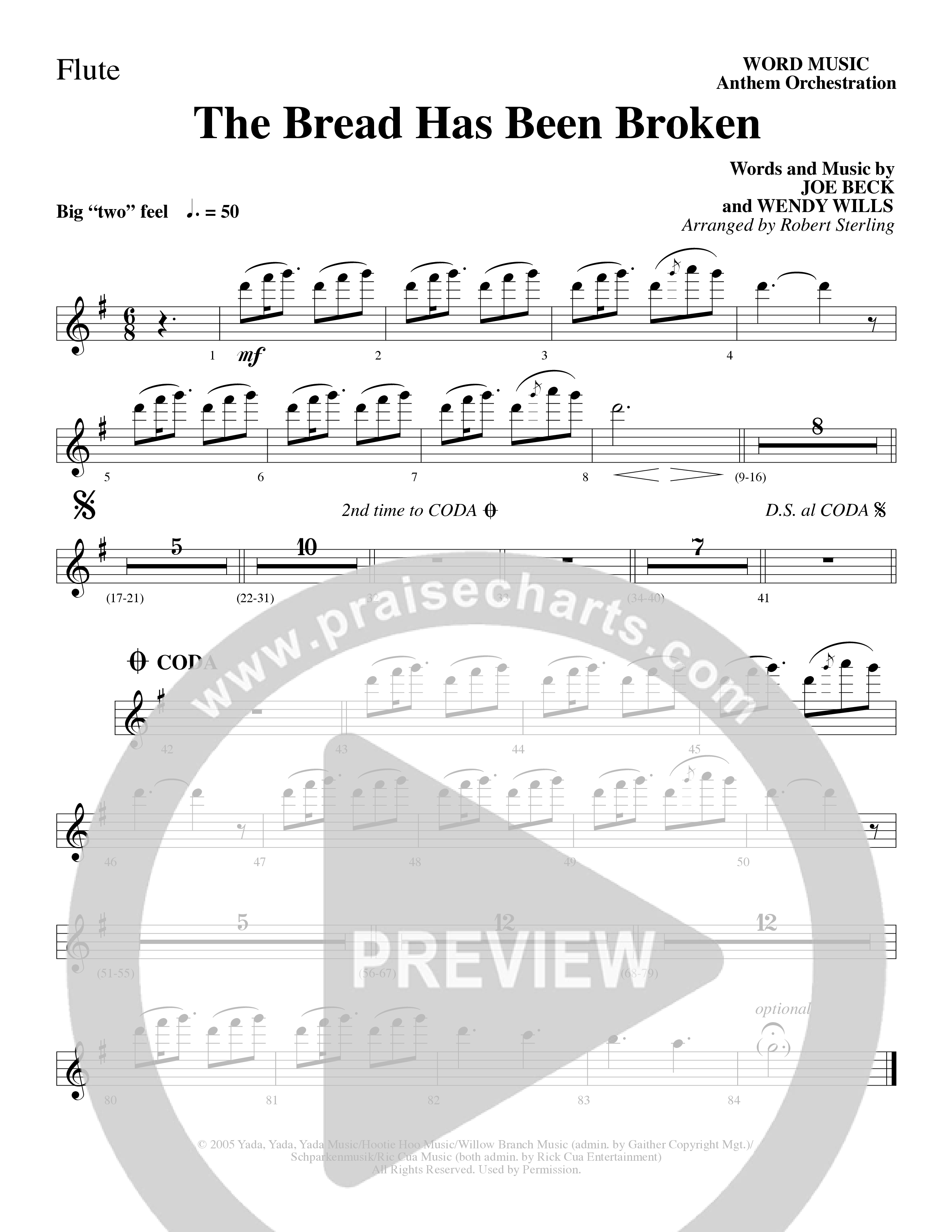 The Bread Has Been Broken (Choral Anthem SATB) Flute 1/2 (Robert Sterling / Word Music Choral)