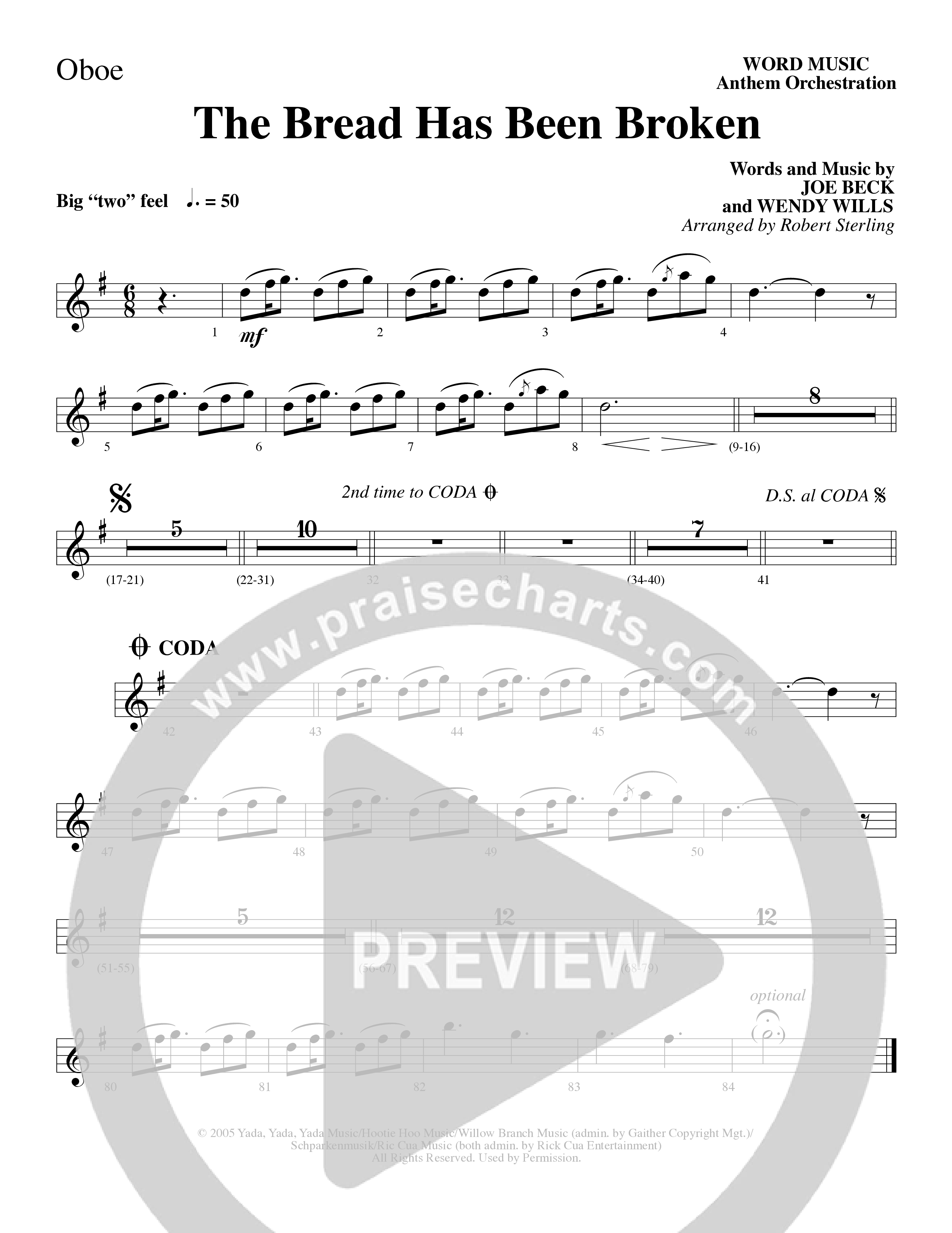The Bread Has Been Broken (Choral Anthem SATB) Oboe (Robert Sterling / Word Music Choral)