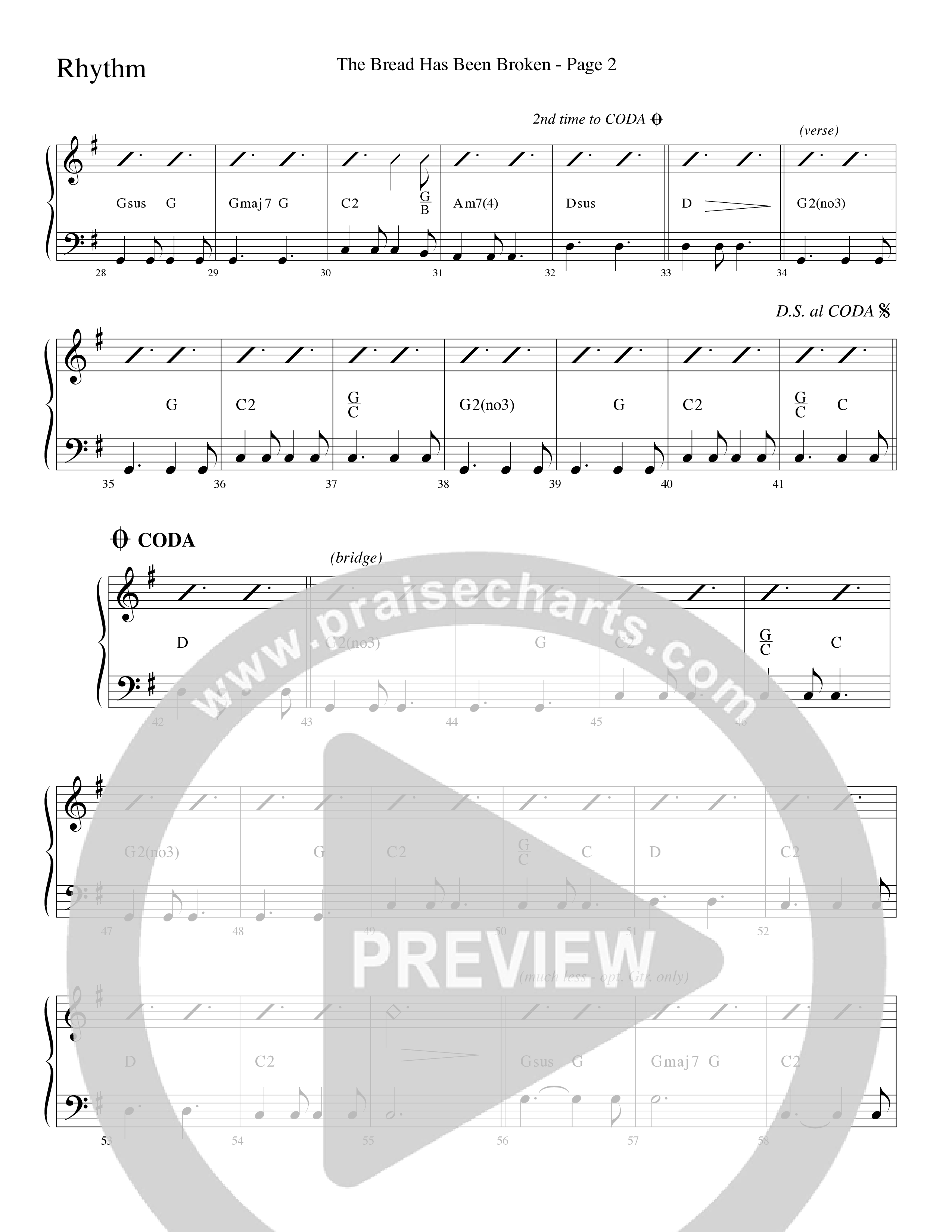 The Bread Has Been Broken (Choral Anthem SATB) Rhythm Chart (Robert Sterling / Word Music Choral)