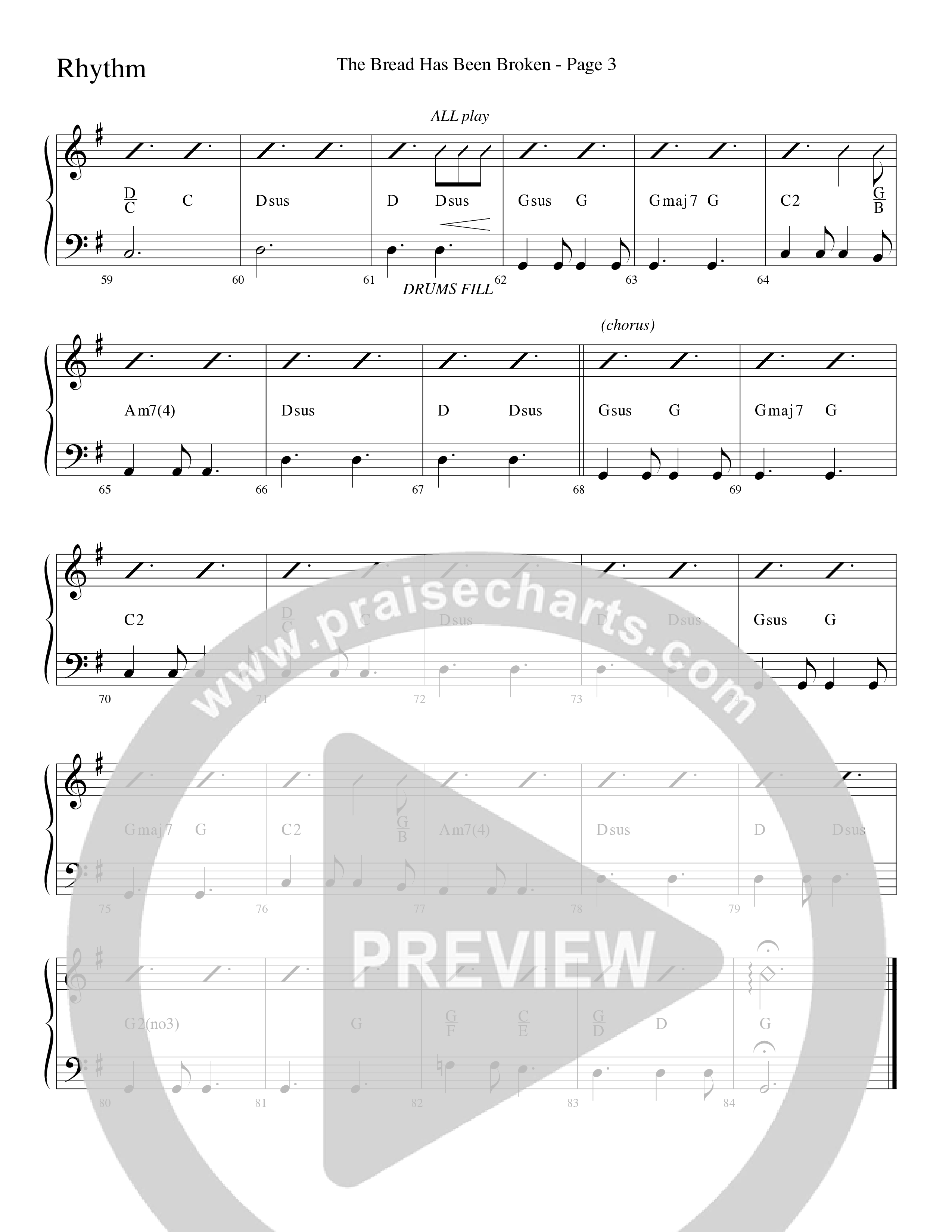 The Bread Has Been Broken (Choral Anthem SATB) Rhythm Chart (Robert Sterling / Word Music Choral)