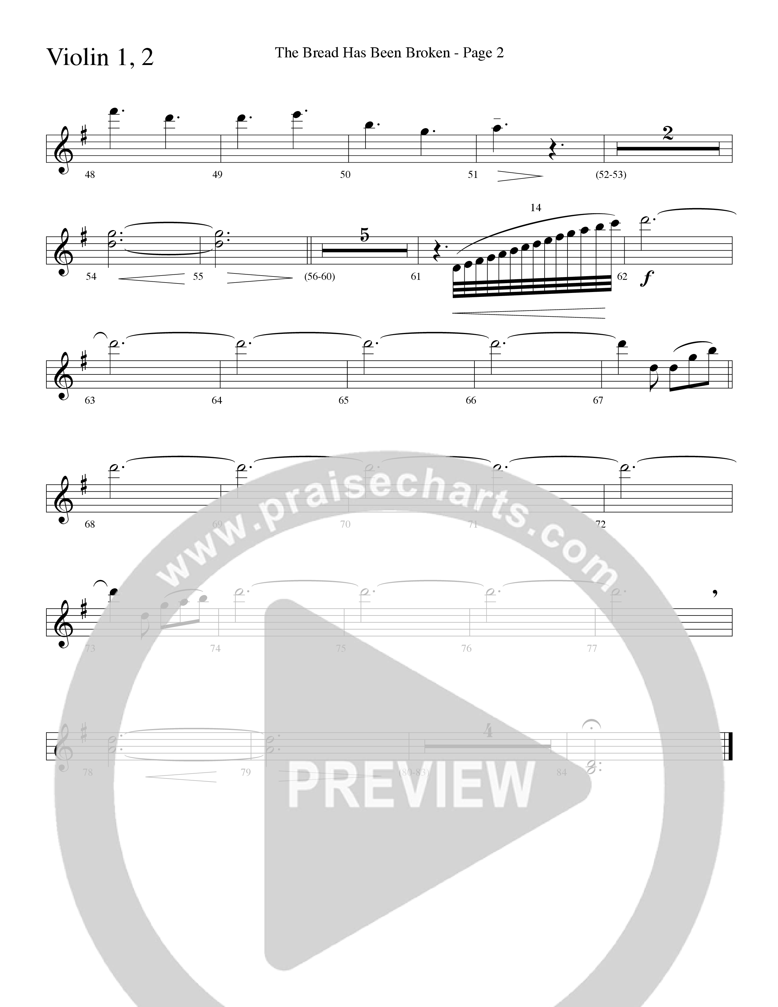 The Bread Has Been Broken (Choral Anthem SATB) Violin 1/2 (Robert Sterling / Word Music Choral)