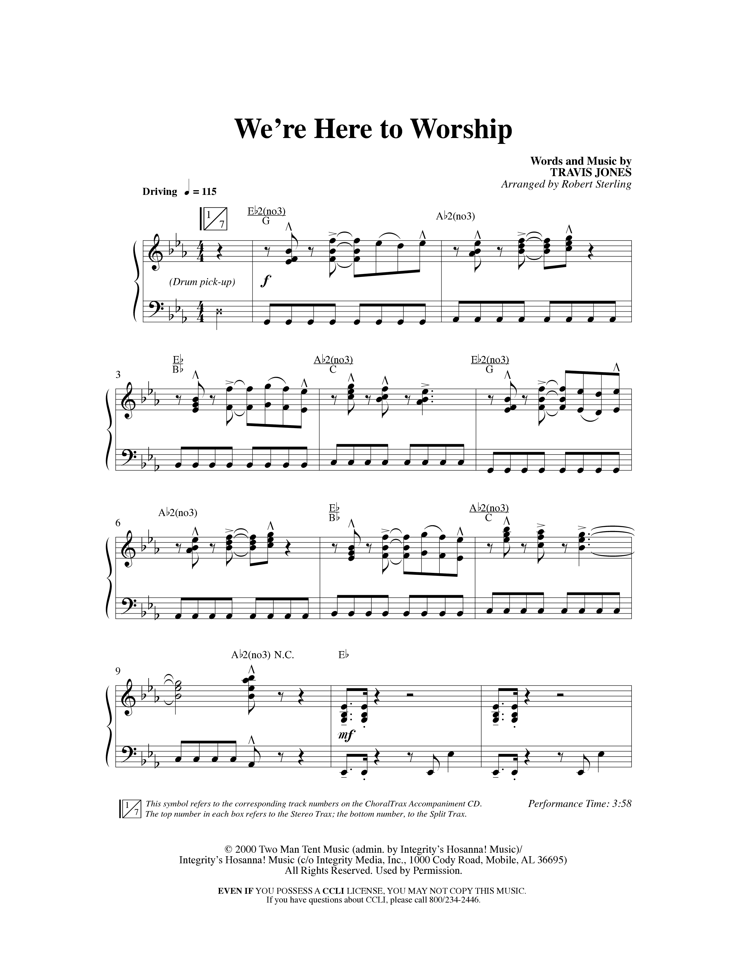 We’re Here to Worship (Choral Anthem SATB) Anthem (SATB/Piano) (Word Music Choral / Arr. Robert Sterling)