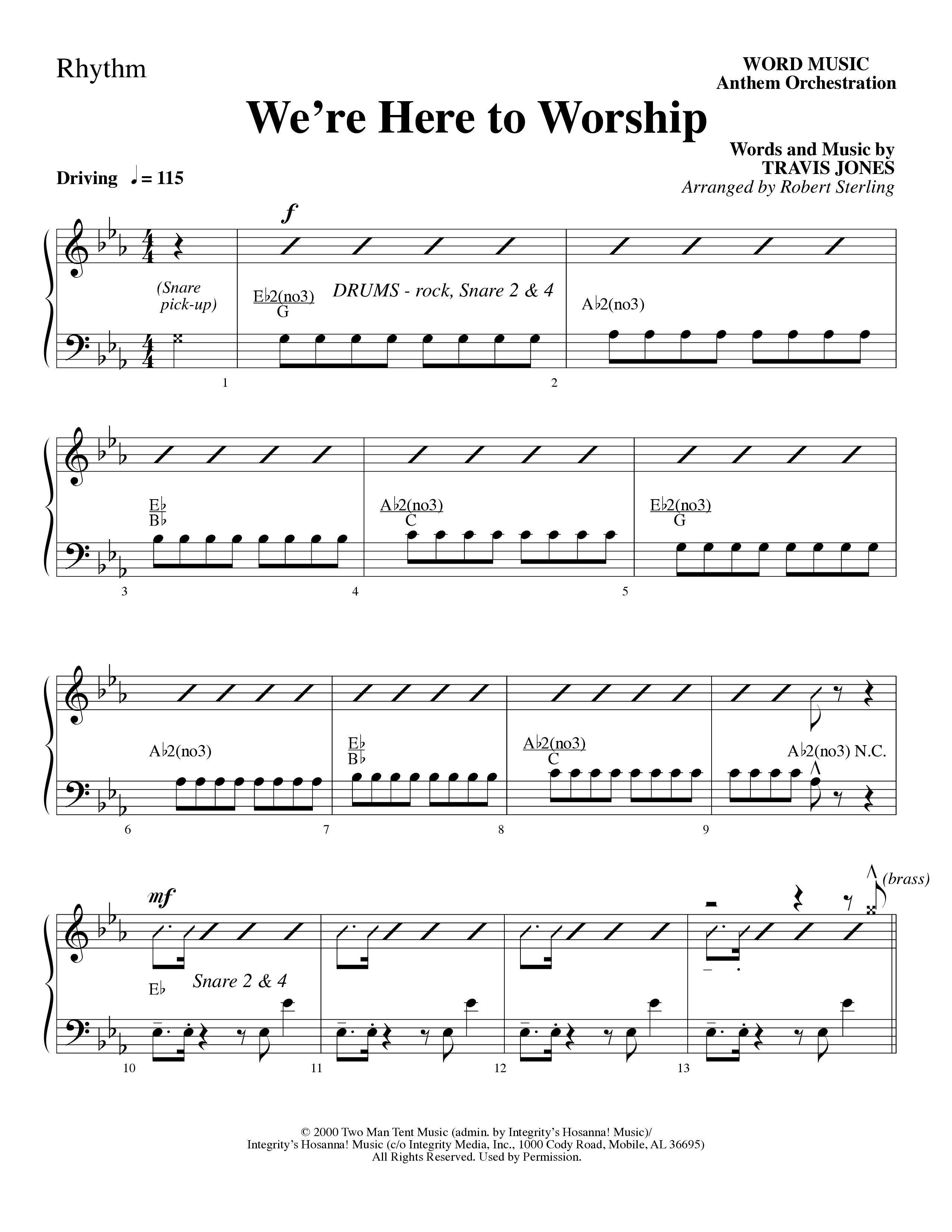 We’re Here to Worship (Choral Anthem SATB) Rhythm Chart (Word Music Choral / Arr. Robert Sterling)