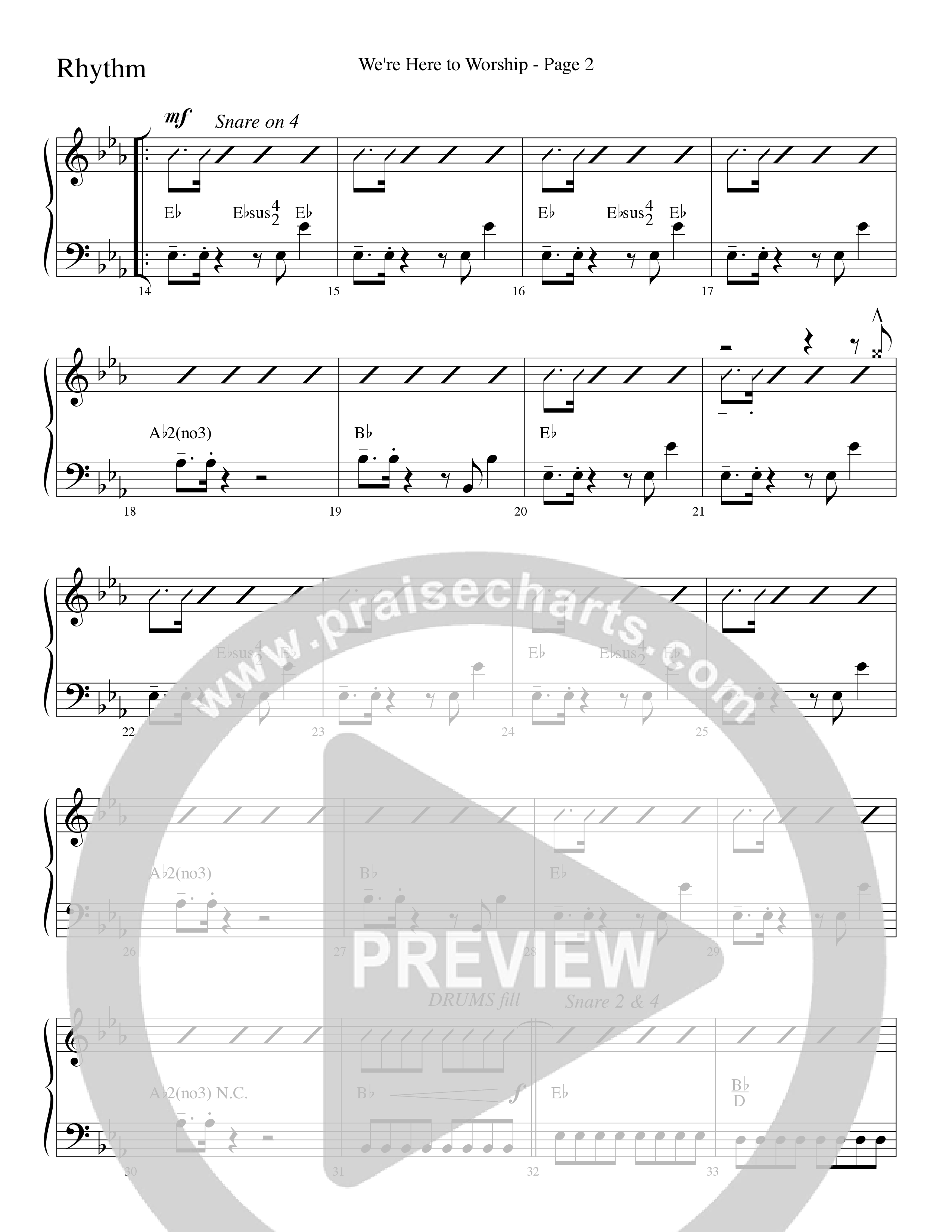 We’re Here to Worship (Choral Anthem SATB) Rhythm Chart (Word Music Choral / Arr. Robert Sterling)