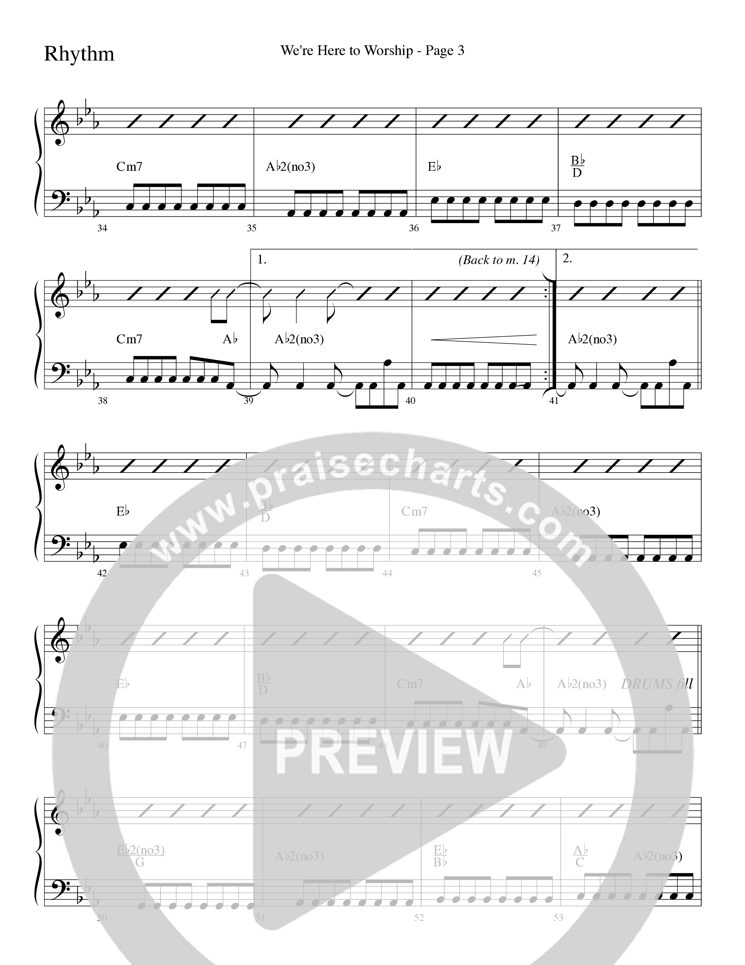 We’re Here to Worship (Choral Anthem SATB) Rhythm Chart (Word Music Choral / Arr. Robert Sterling)