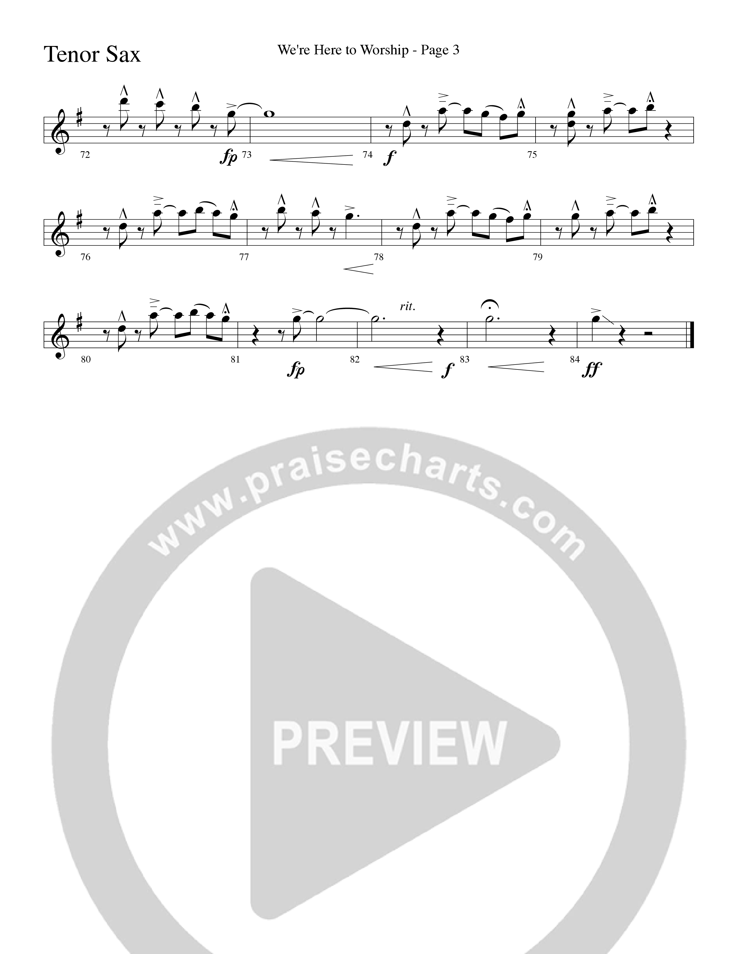 We’re Here to Worship (Choral Anthem SATB) Tenor Sax/Baritone T.C. (Word Music Choral / Arr. Robert Sterling)