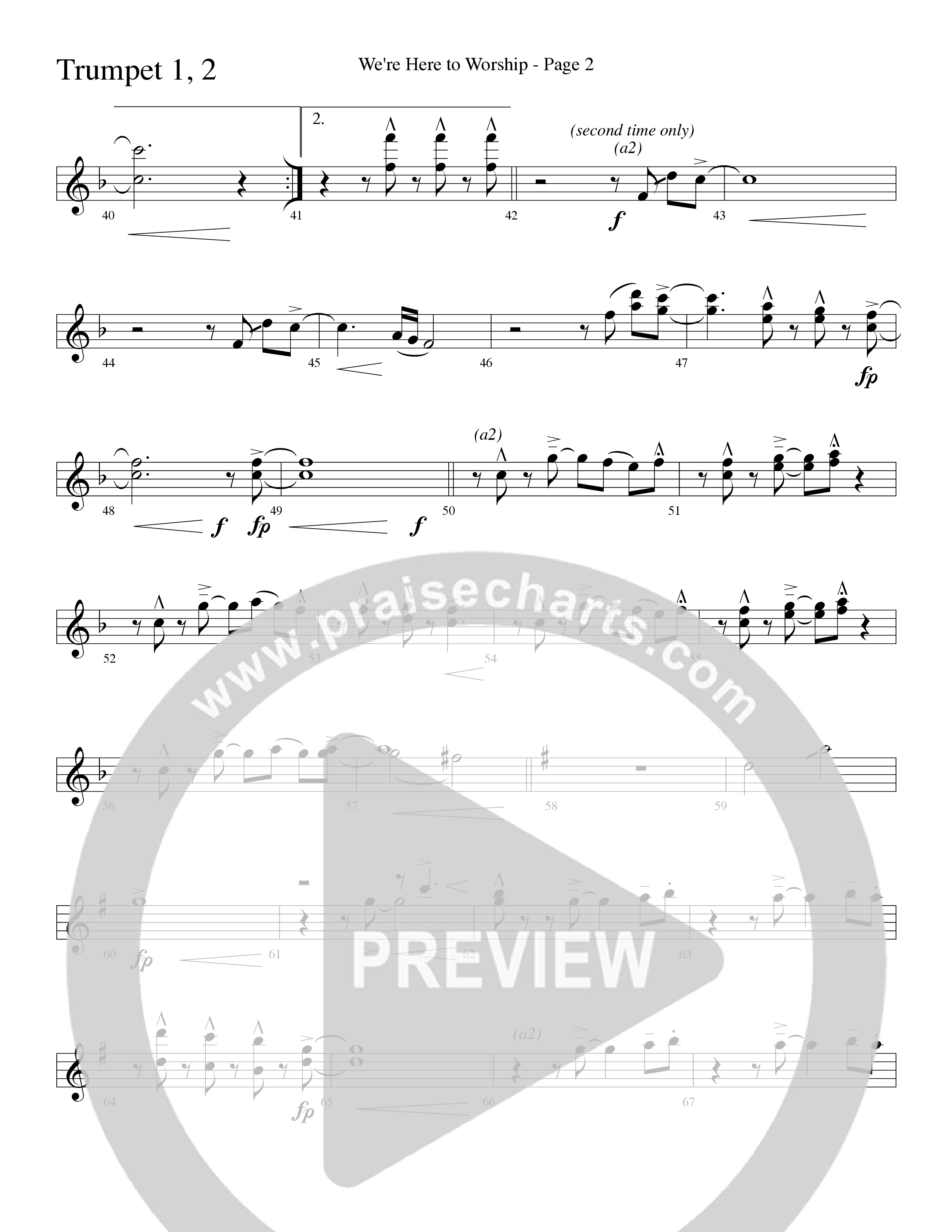 We’re Here to Worship (Choral Anthem SATB) Trumpet 1,2 (Word Music Choral / Arr. Robert Sterling)