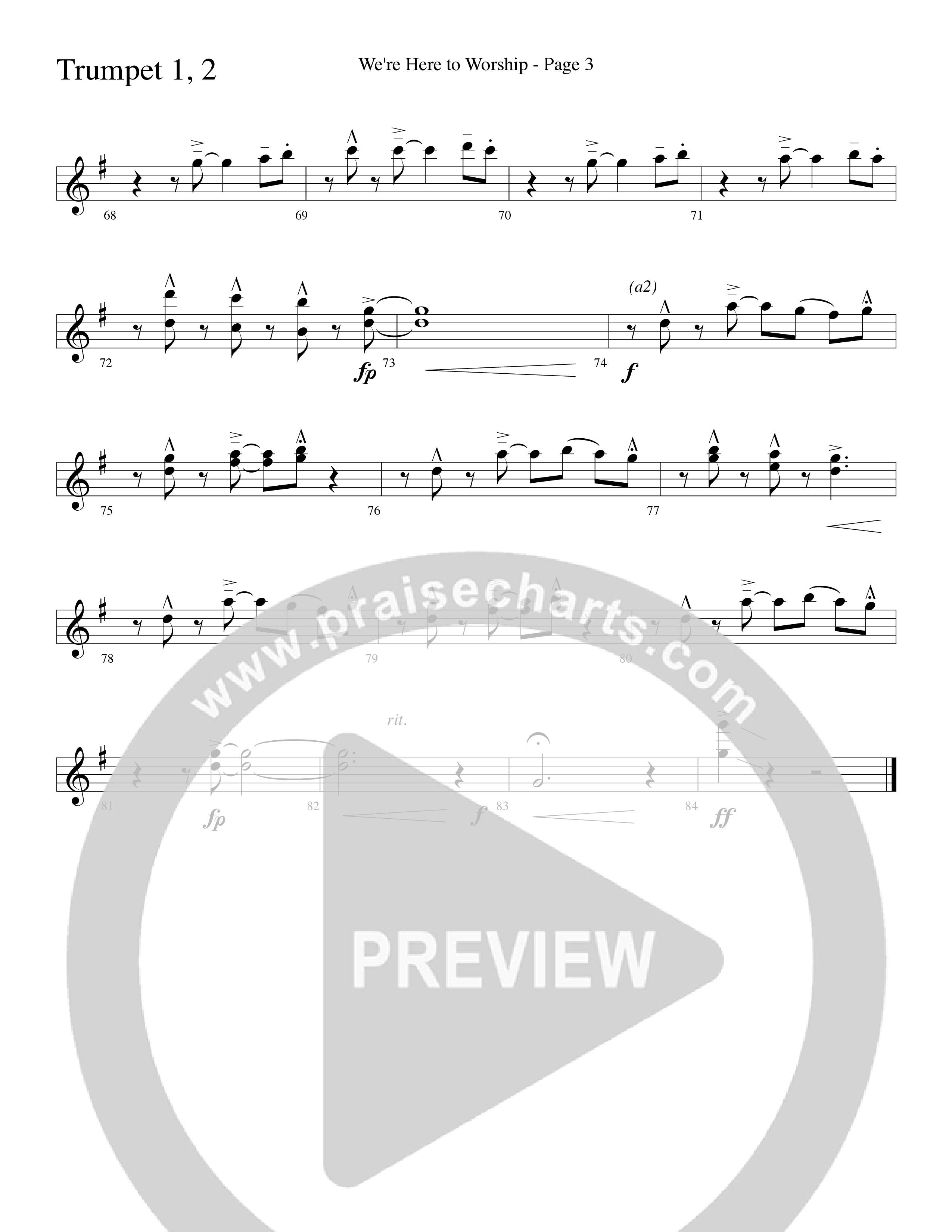 We’re Here to Worship (Choral Anthem SATB) Trumpet 1,2 (Word Music Choral / Arr. Robert Sterling)