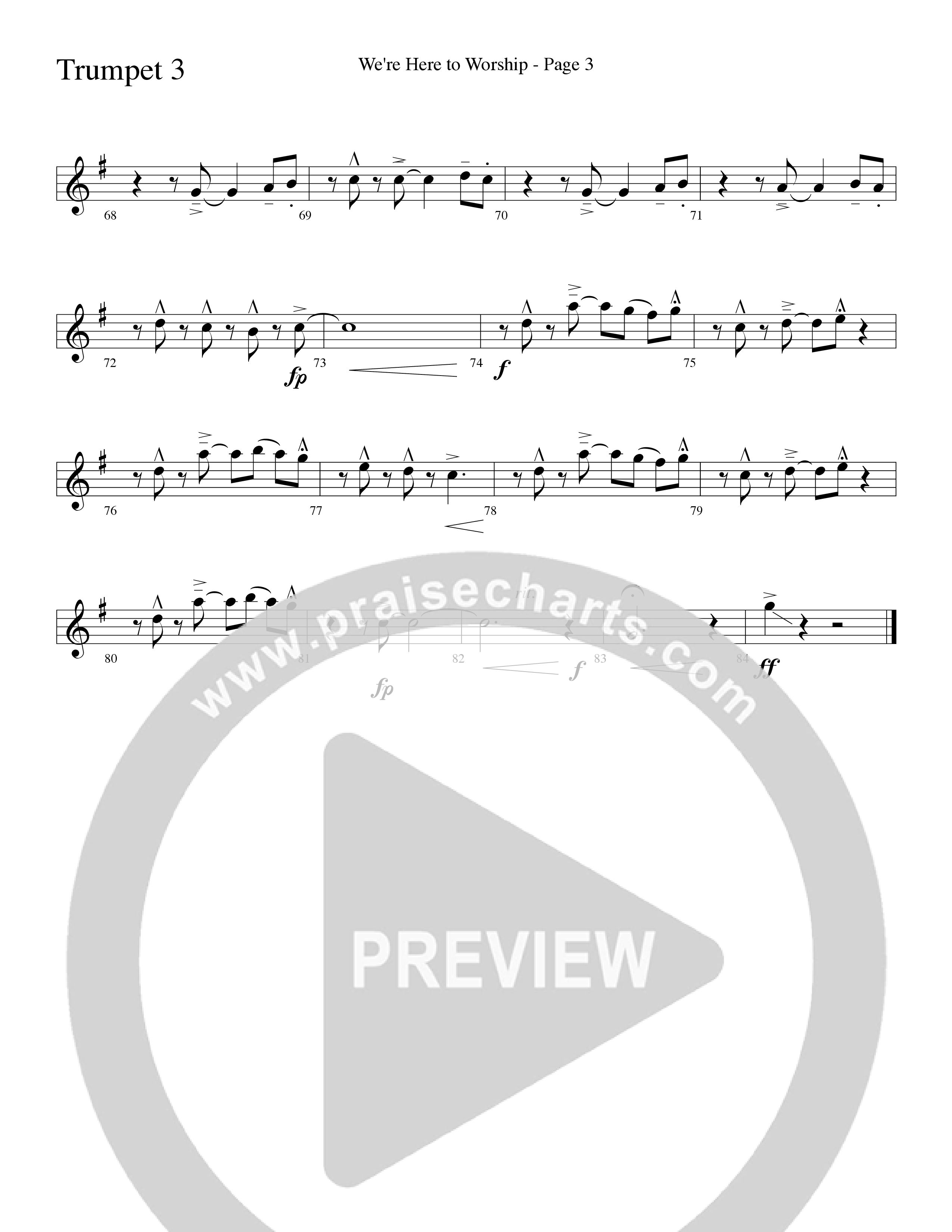 We’re Here to Worship (Choral Anthem SATB) Trumpet 3 (Word Music Choral / Arr. Robert Sterling)