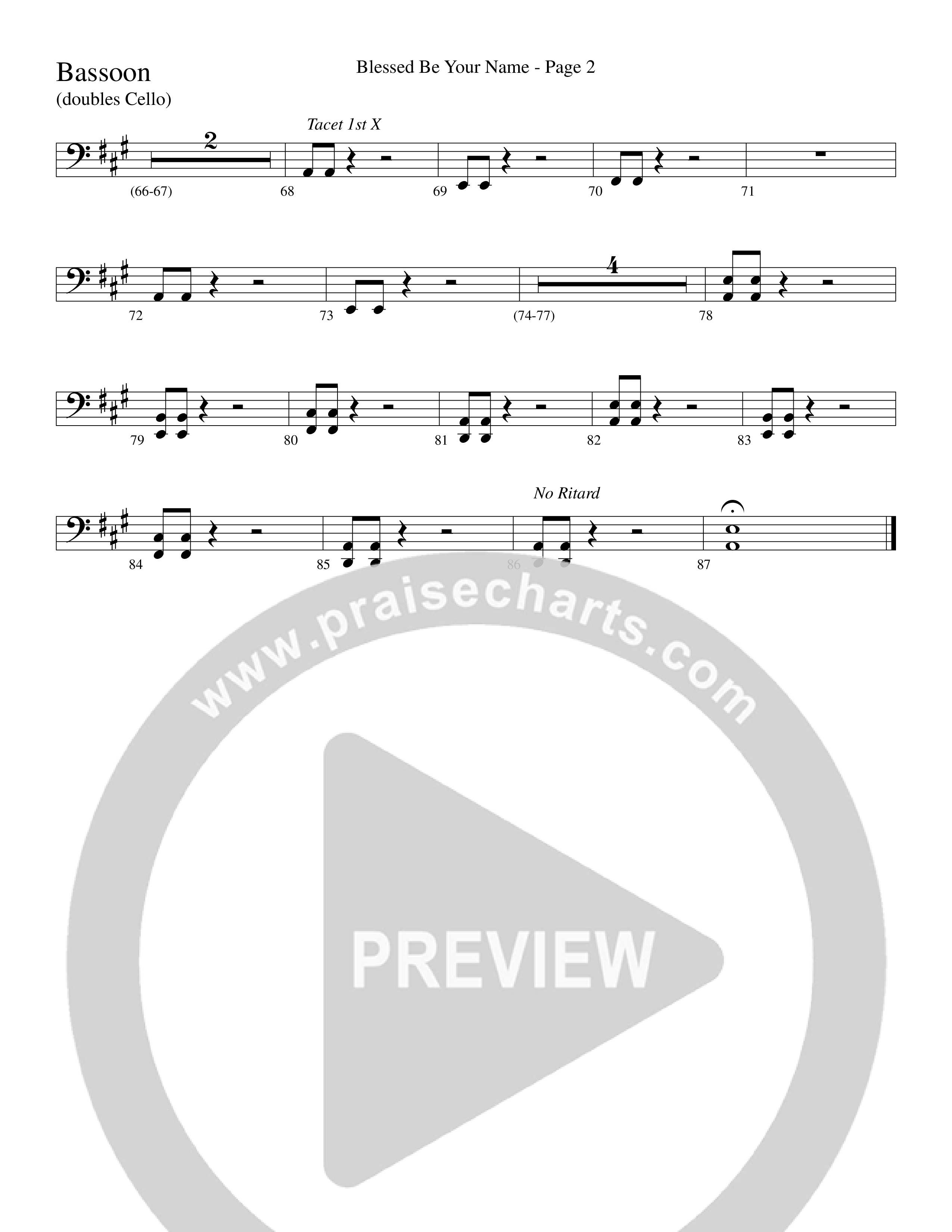 Blessed Be Your Name (Choral Anthem SATB) Bassoon (Word Music Choral / Arr. Dave Williamson)