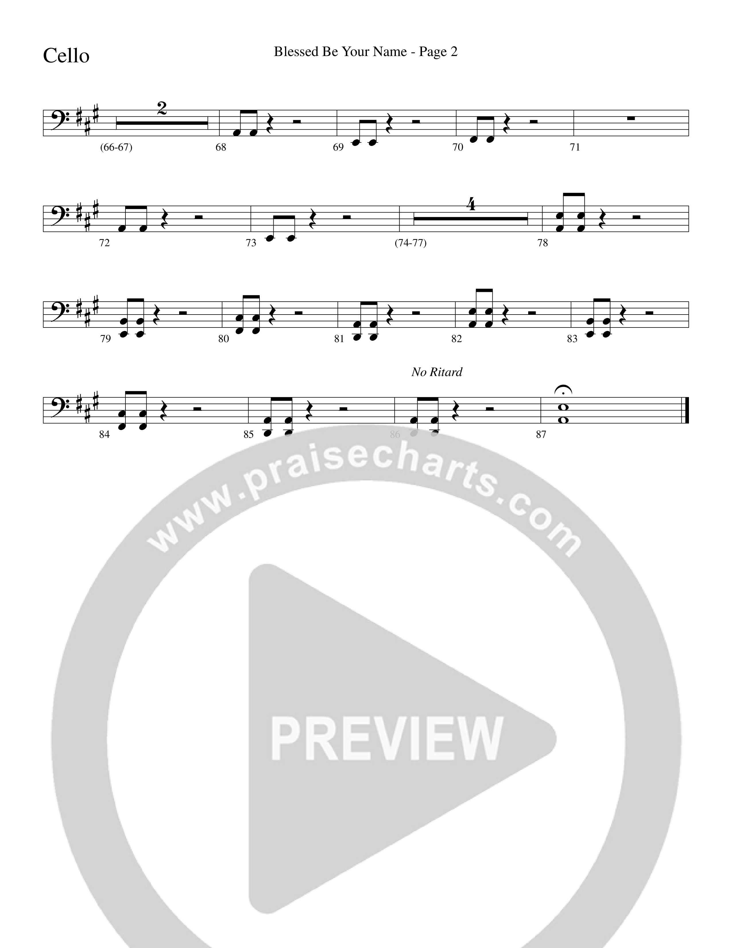 Blessed Be Your Name (Choral Anthem SATB) Cello (Word Music Choral / Arr. Dave Williamson)