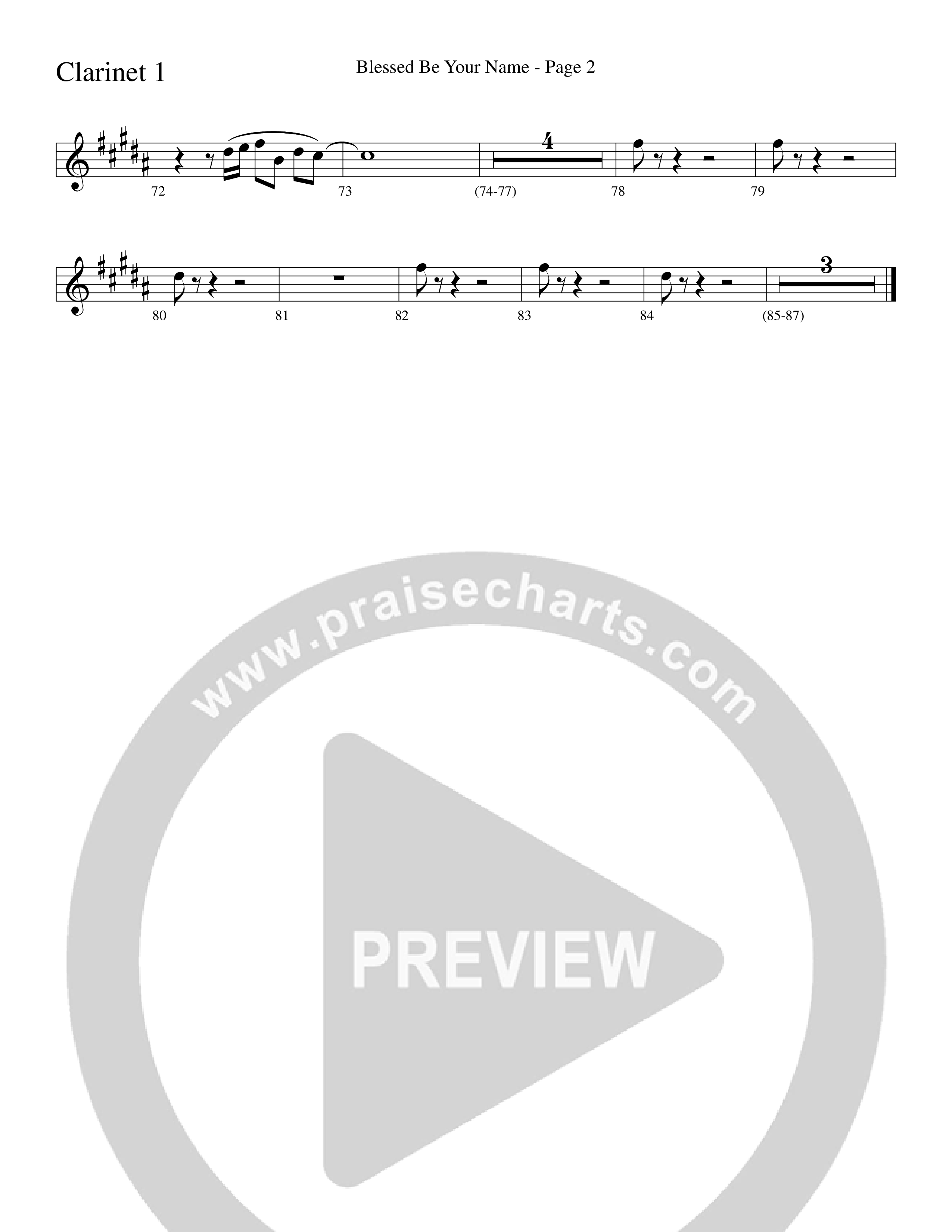 Blessed Be Your Name (Choral Anthem SATB) Clarinet (Word Music Choral / Arr. Dave Williamson)