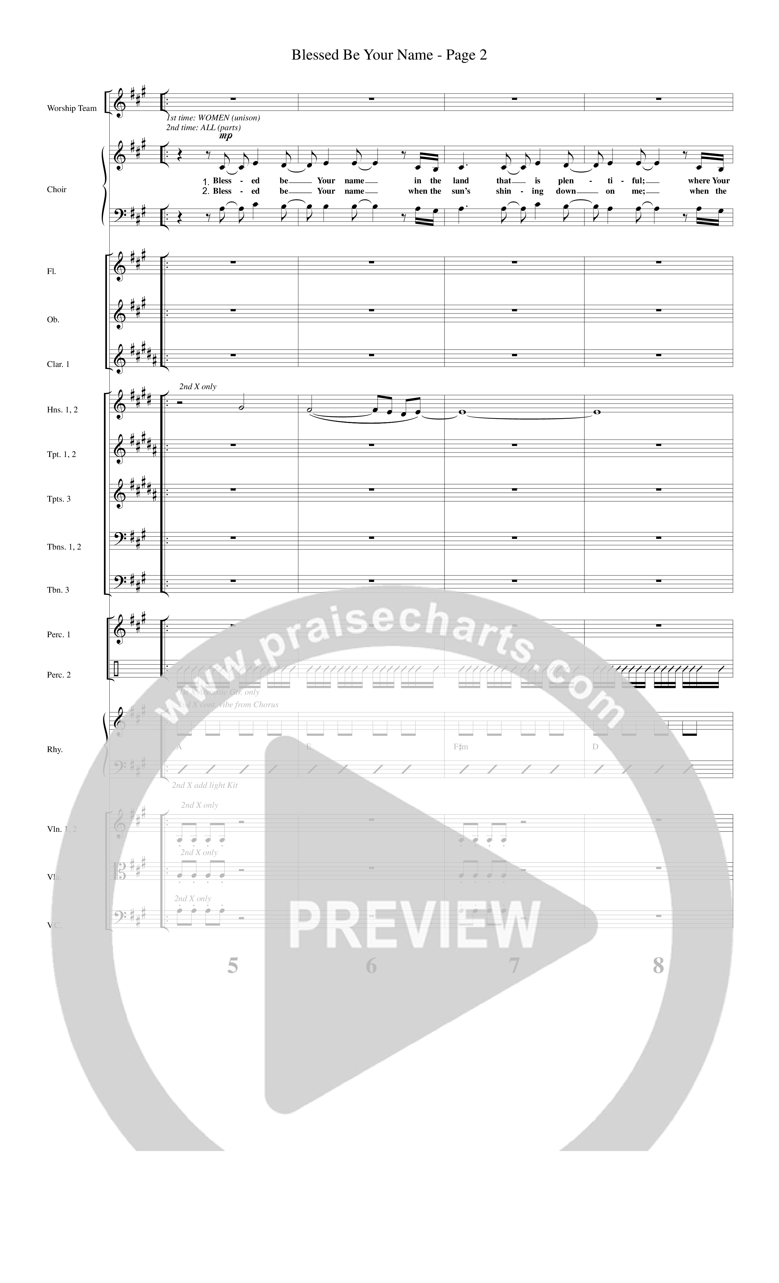 Blessed Be Your Name (Choral Anthem SATB) Orchestration (Word Music Choral / Arr. Dave Williamson)