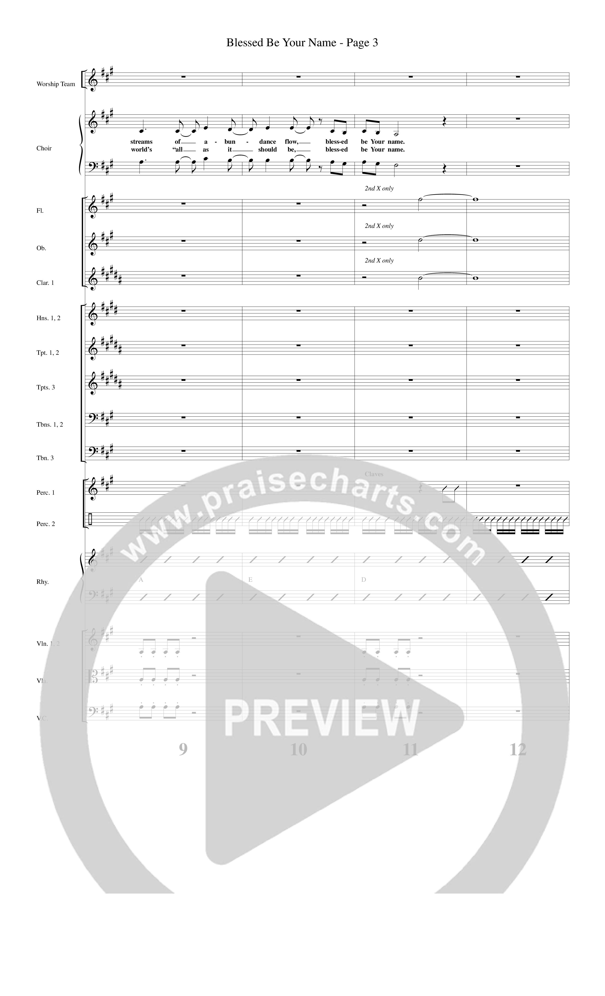 Blessed Be Your Name (Choral Anthem SATB) Orchestration (Word Music Choral / Arr. Dave Williamson)