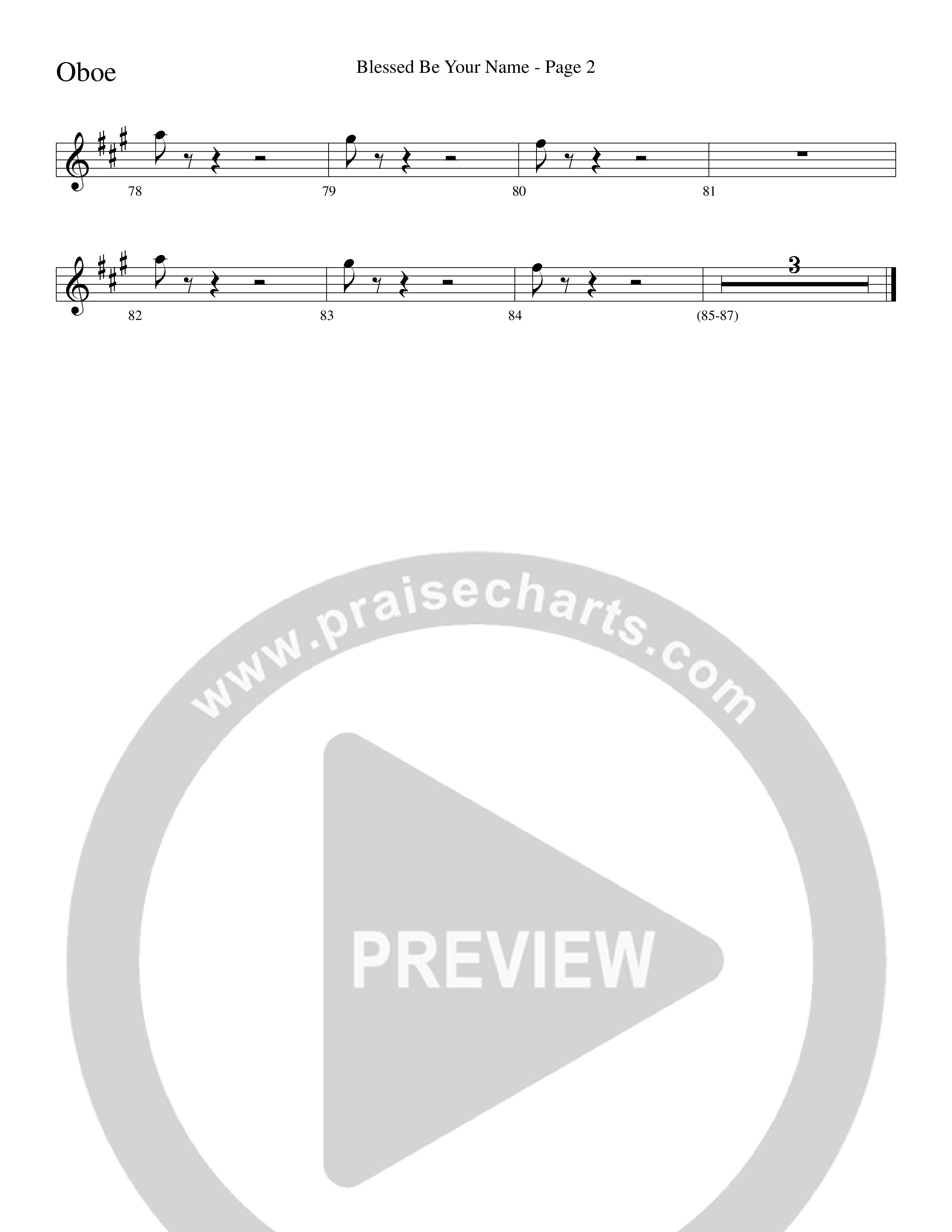 Blessed Be Your Name (Choral Anthem SATB) Oboe (Word Music Choral / Arr. Dave Williamson)