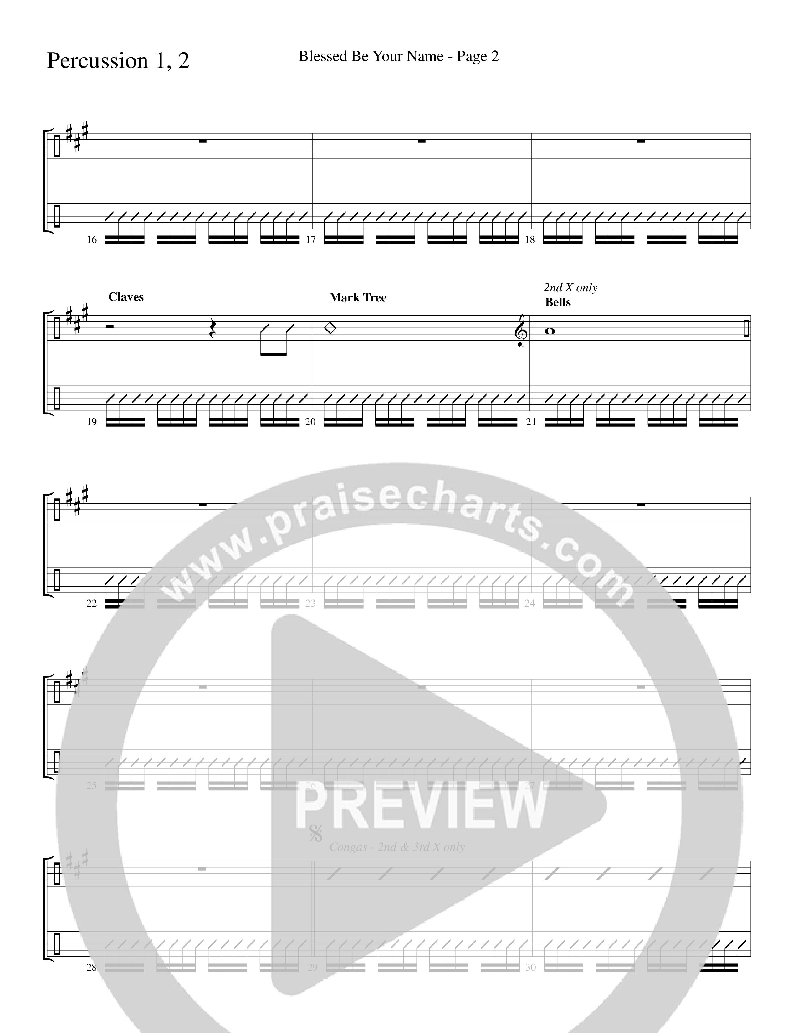 Blessed Be Your Name (Choral Anthem SATB) Percussion 1/2 (Word Music Choral / Arr. Dave Williamson)