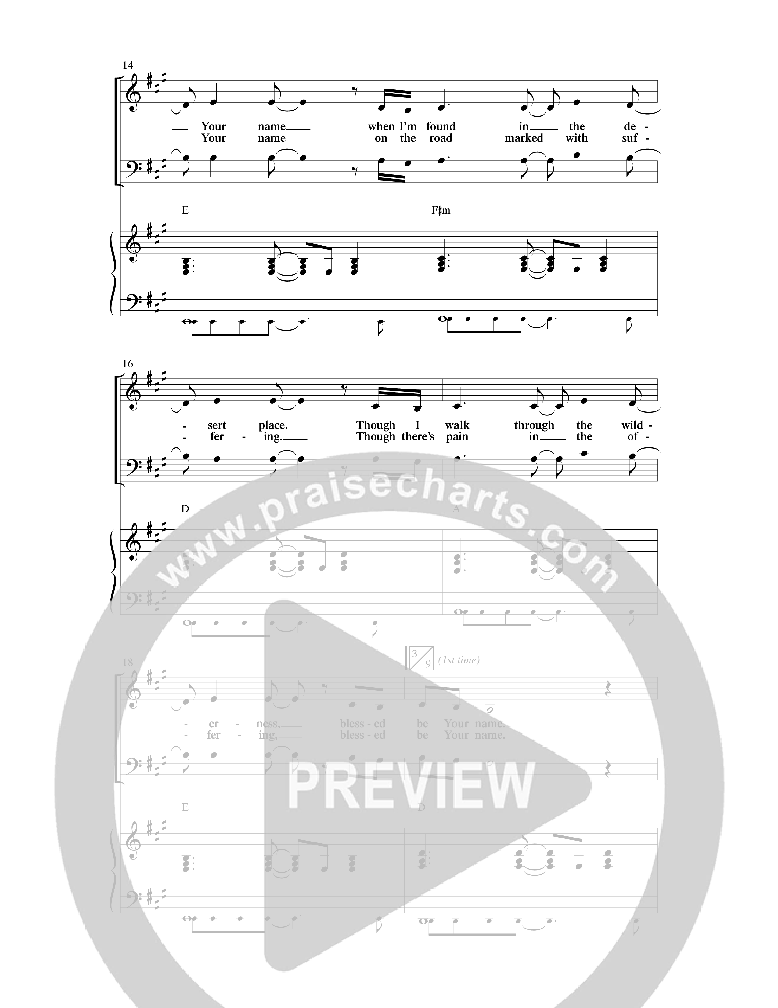 Blessed Be Your Name (Choral Anthem SATB) Anthem (SATB/Piano) (Word Music Choral / Arr. Dave Williamson)