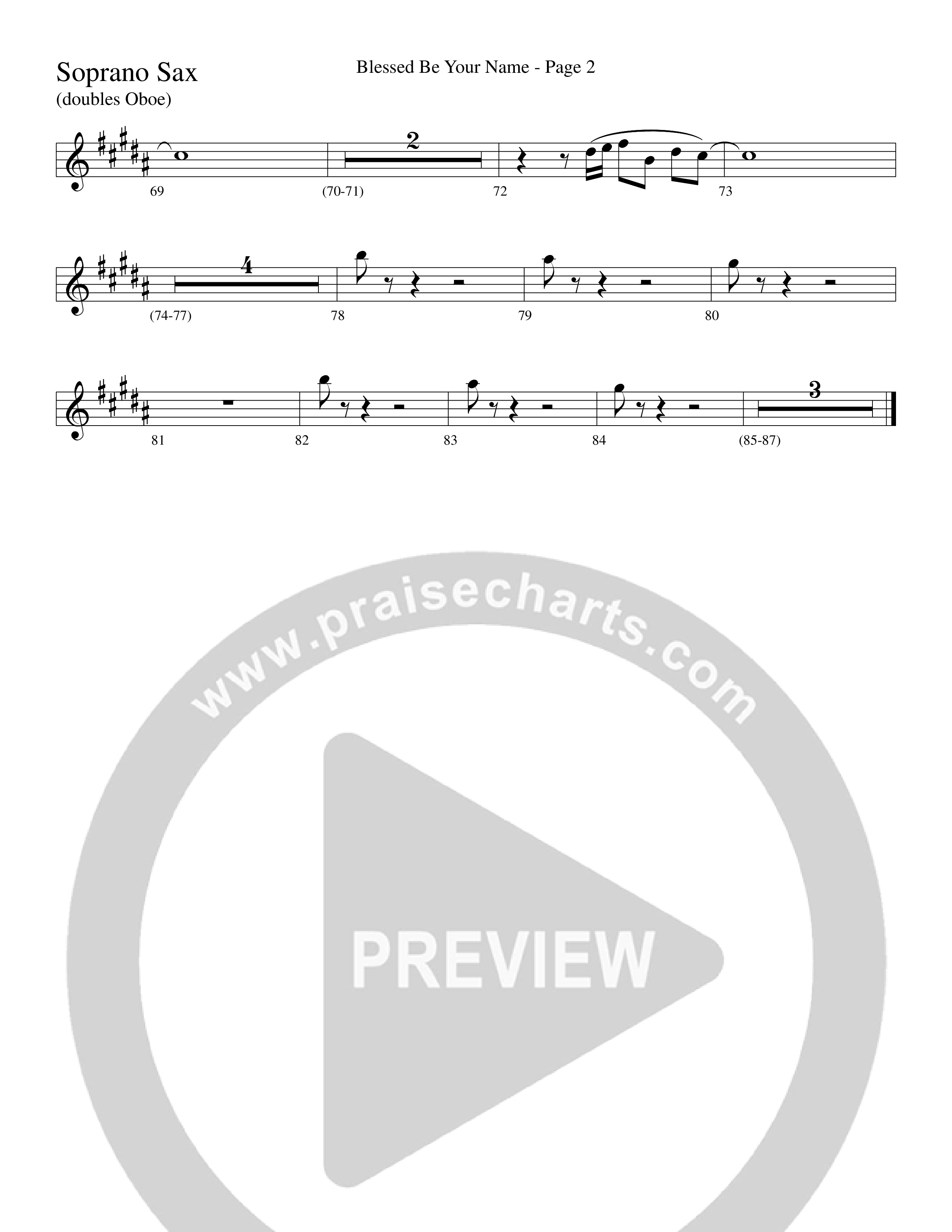 Blessed Be Your Name (Choral Anthem SATB) Soprano Sax (Word Music Choral / Arr. Dave Williamson)