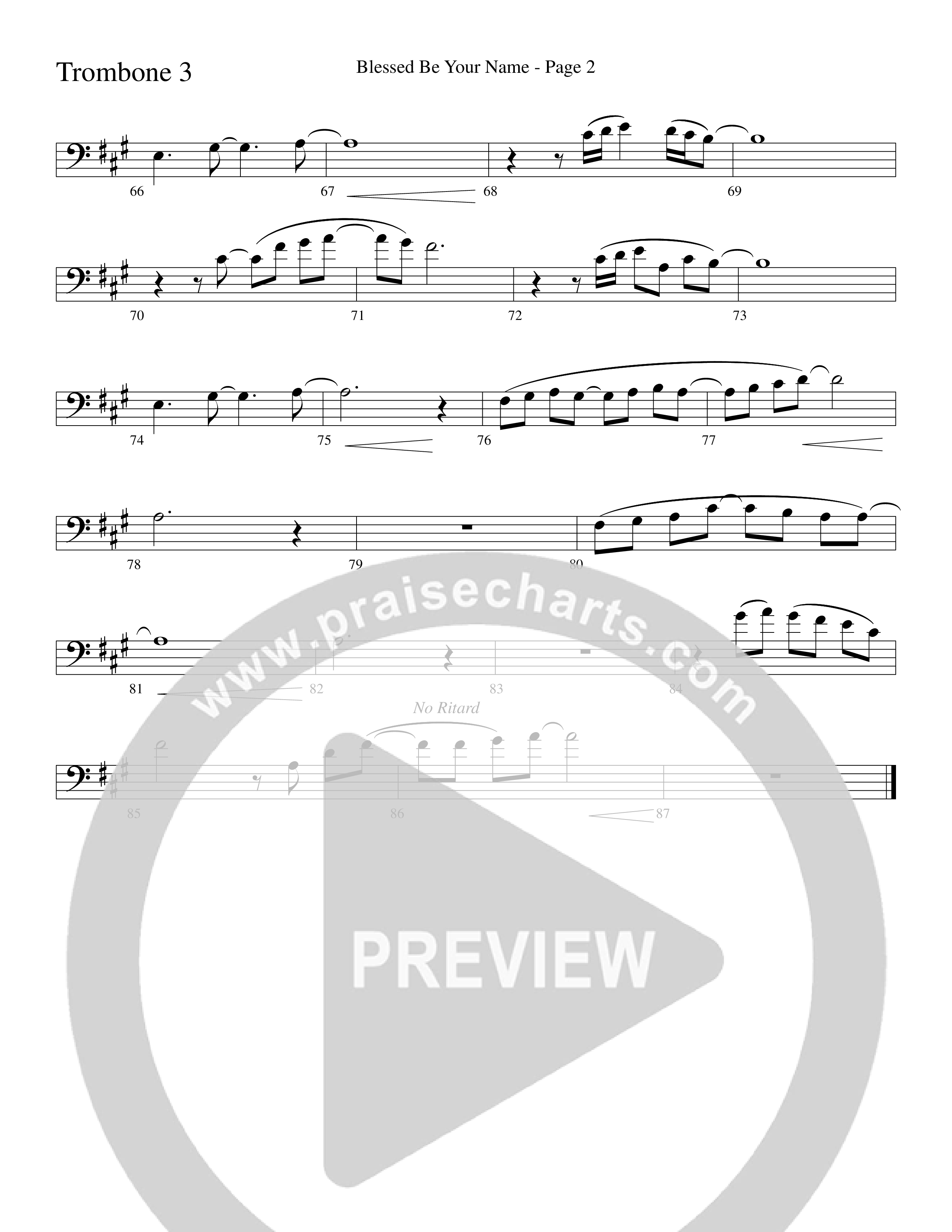 Blessed Be Your Name (Choral Anthem SATB) Trombone 3 (Word Music Choral / Arr. Dave Williamson)