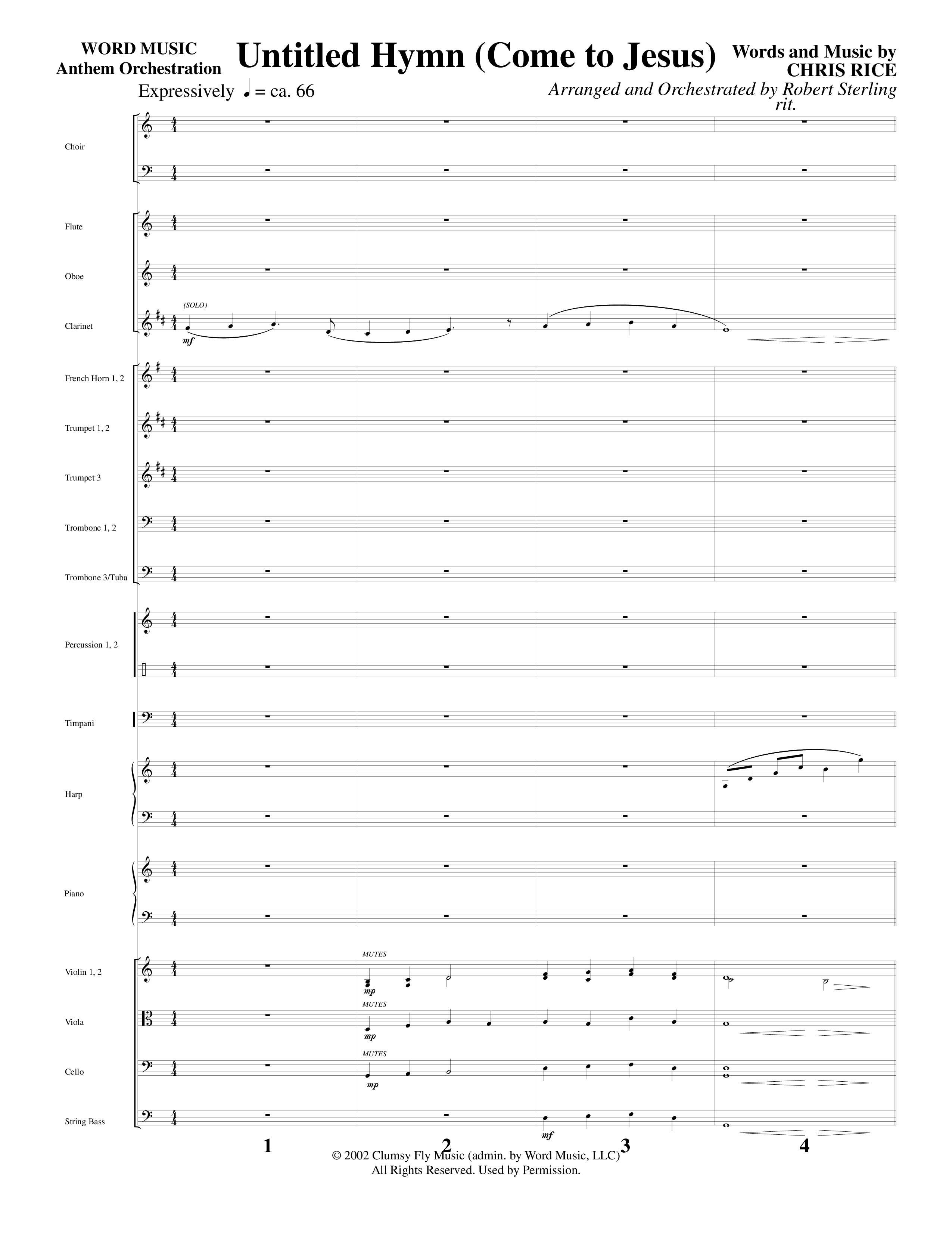 Untitled Hymn (Come To Jesus) (Choral Anthem SATB) Conductor's Score (Word Music Choral / Arr. Robert Sterling)