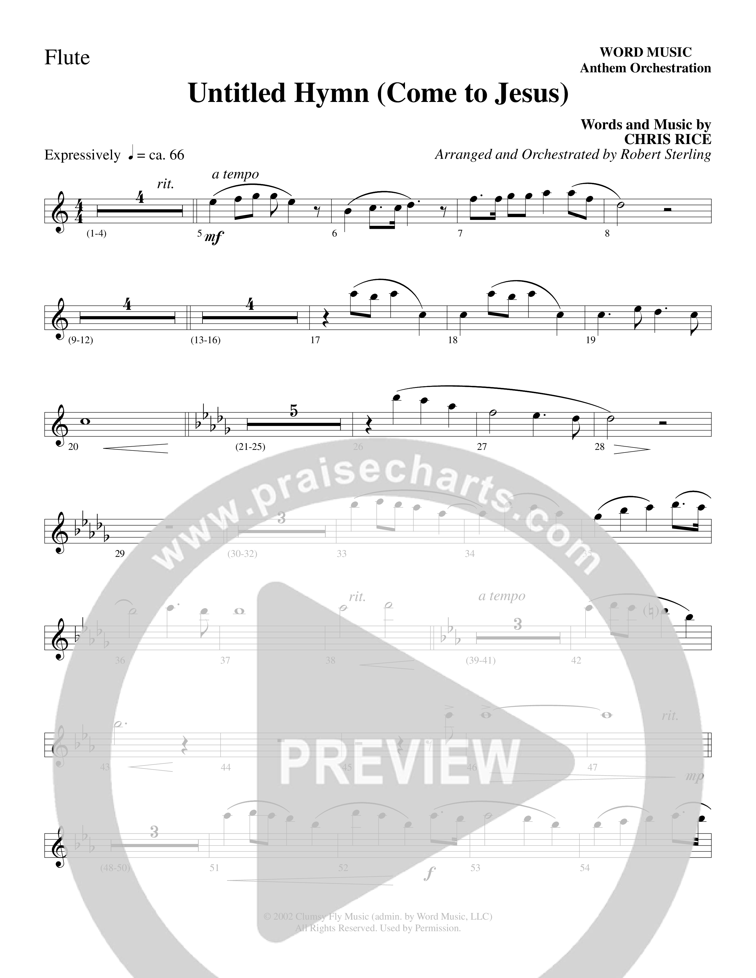 Untitled Hymn (Come To Jesus) (Choral Anthem SATB) Flute (Word Music Choral / Arr. Robert Sterling)