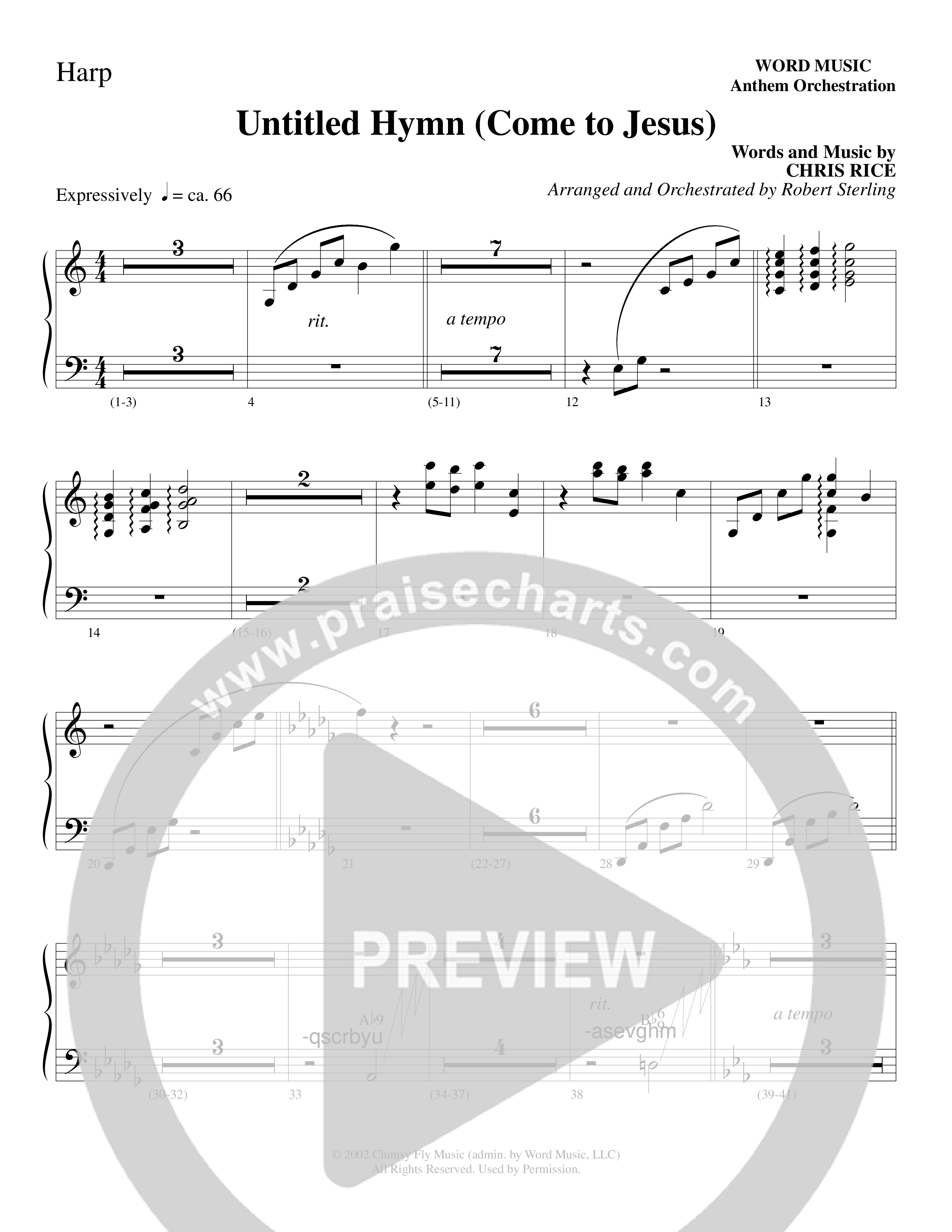 Untitled Hymn (Come To Jesus) (Choral Anthem SATB) Harp (Word Music Choral / Arr. Robert Sterling)