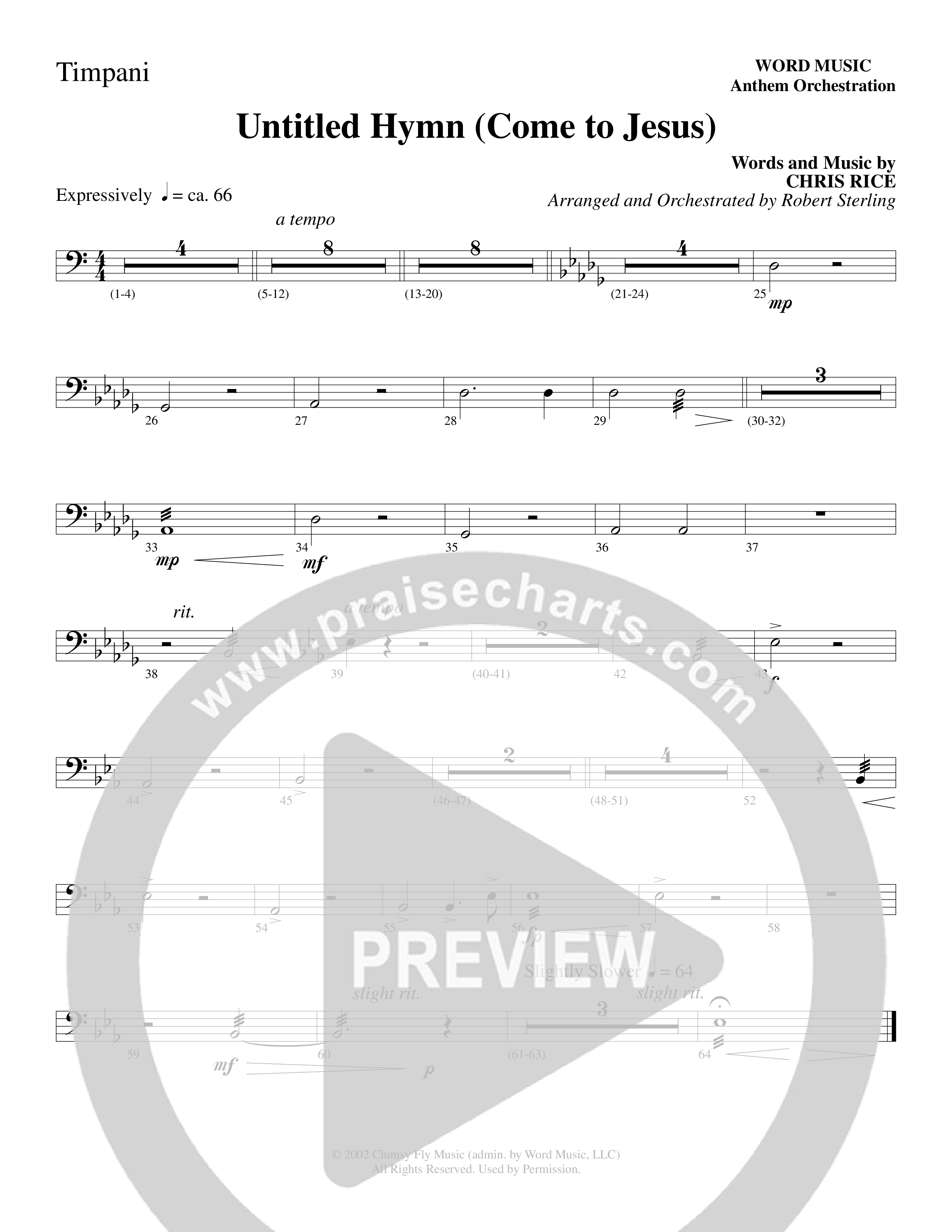 Untitled Hymn (Come To Jesus) (Choral Anthem SATB) Timpani (Word Music Choral / Arr. Robert Sterling)