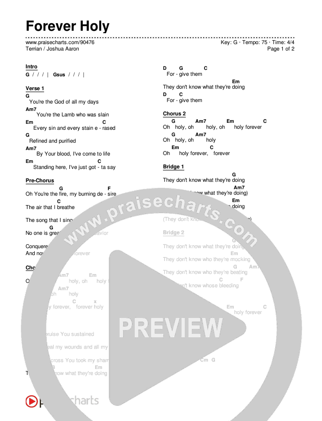 Forever Holy Chords & Lyrics (Terrian / Joshua Aaron)