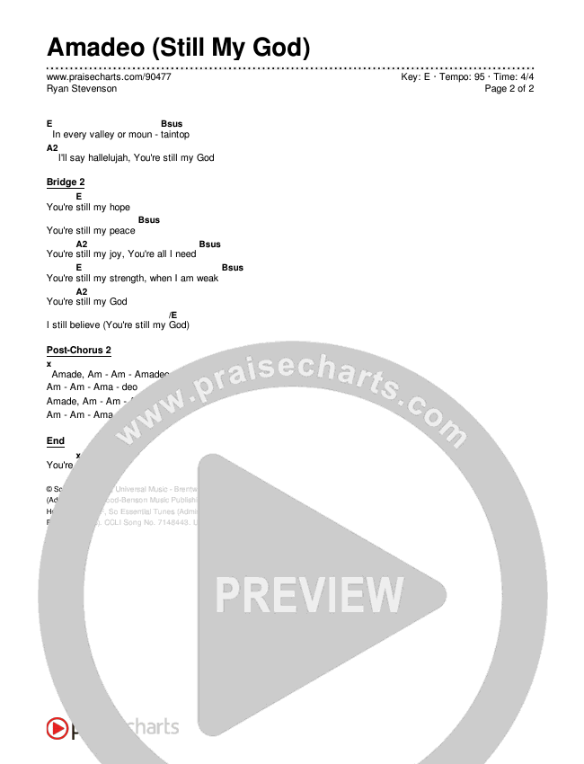 Amadeo (Still My God) Chords & Lyrics (Ryan Stevenson)