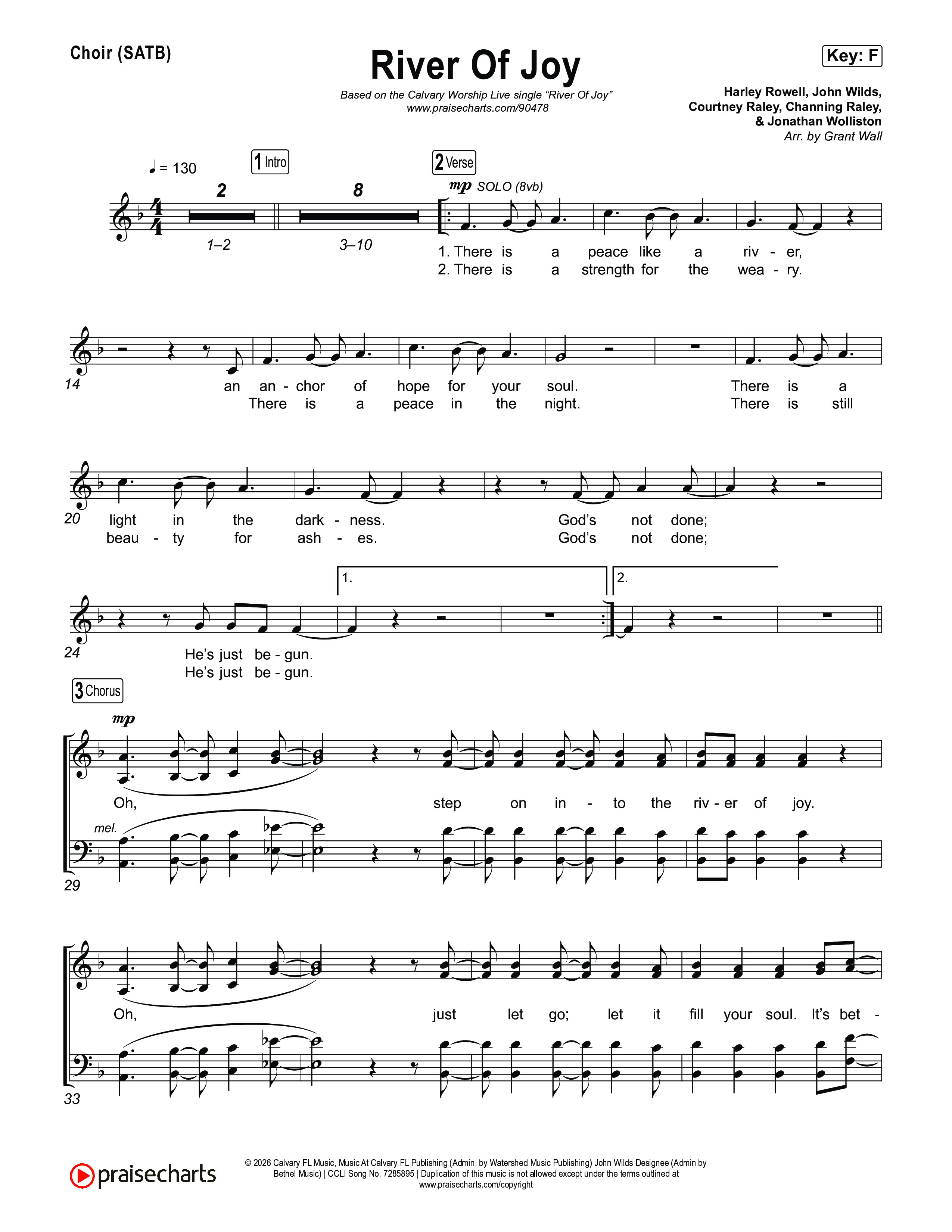 River Of Joy Choir Sheet (SATB) (Calvary Worship Live)
